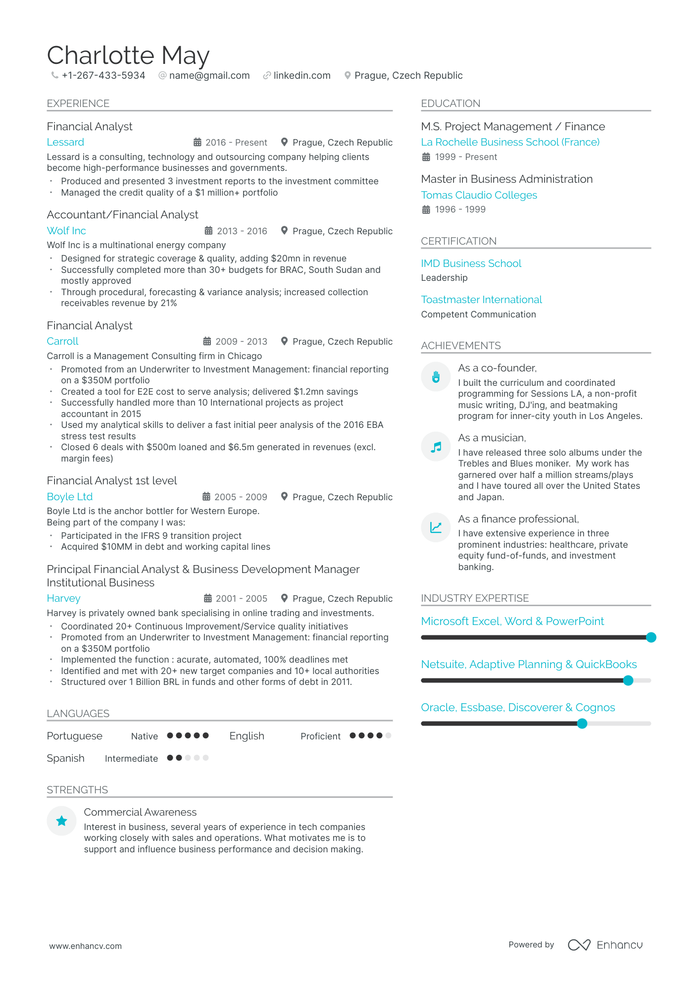 Entry Level Financial Analyst Resume Example