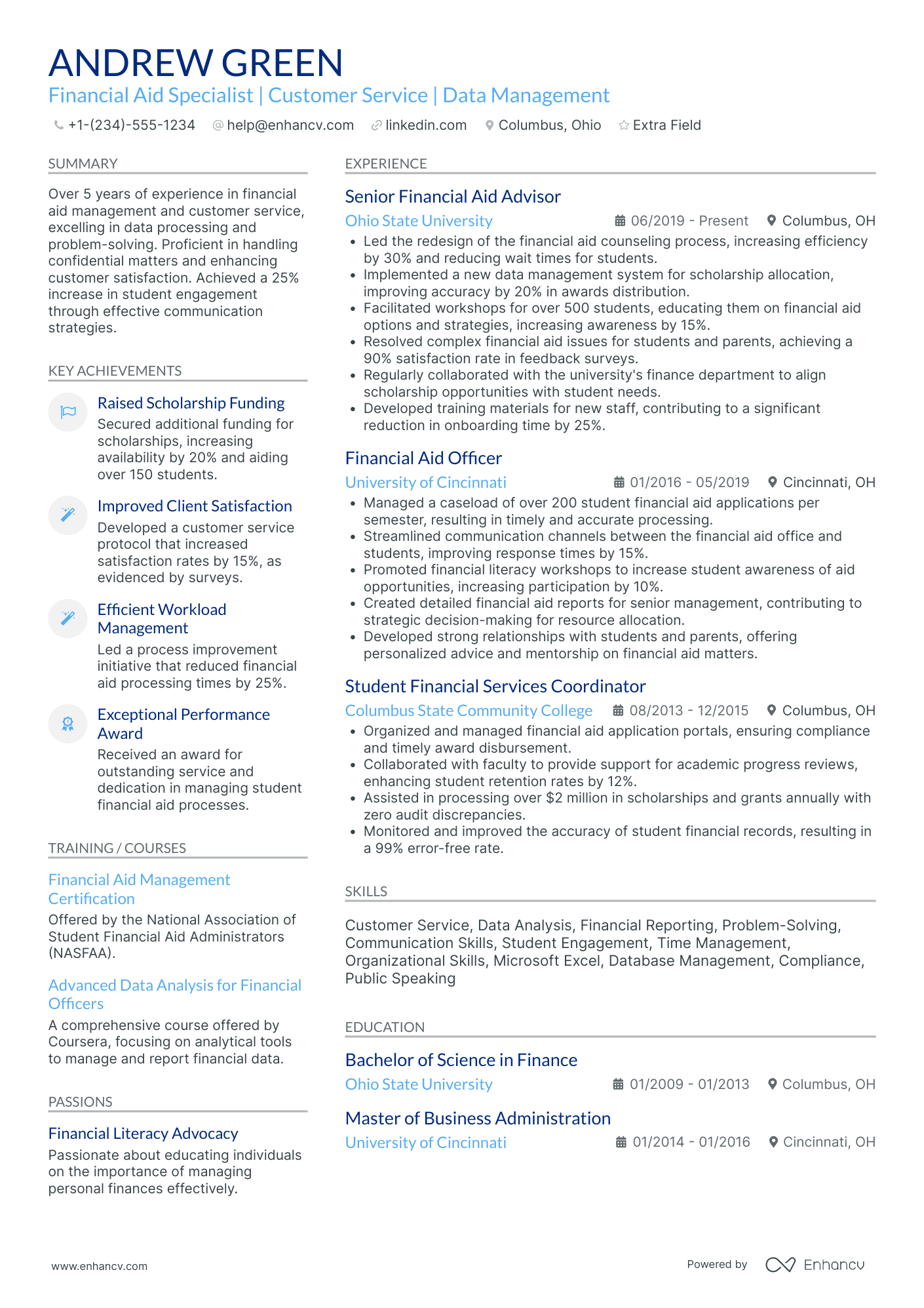 Scholarship Officer Resume Example