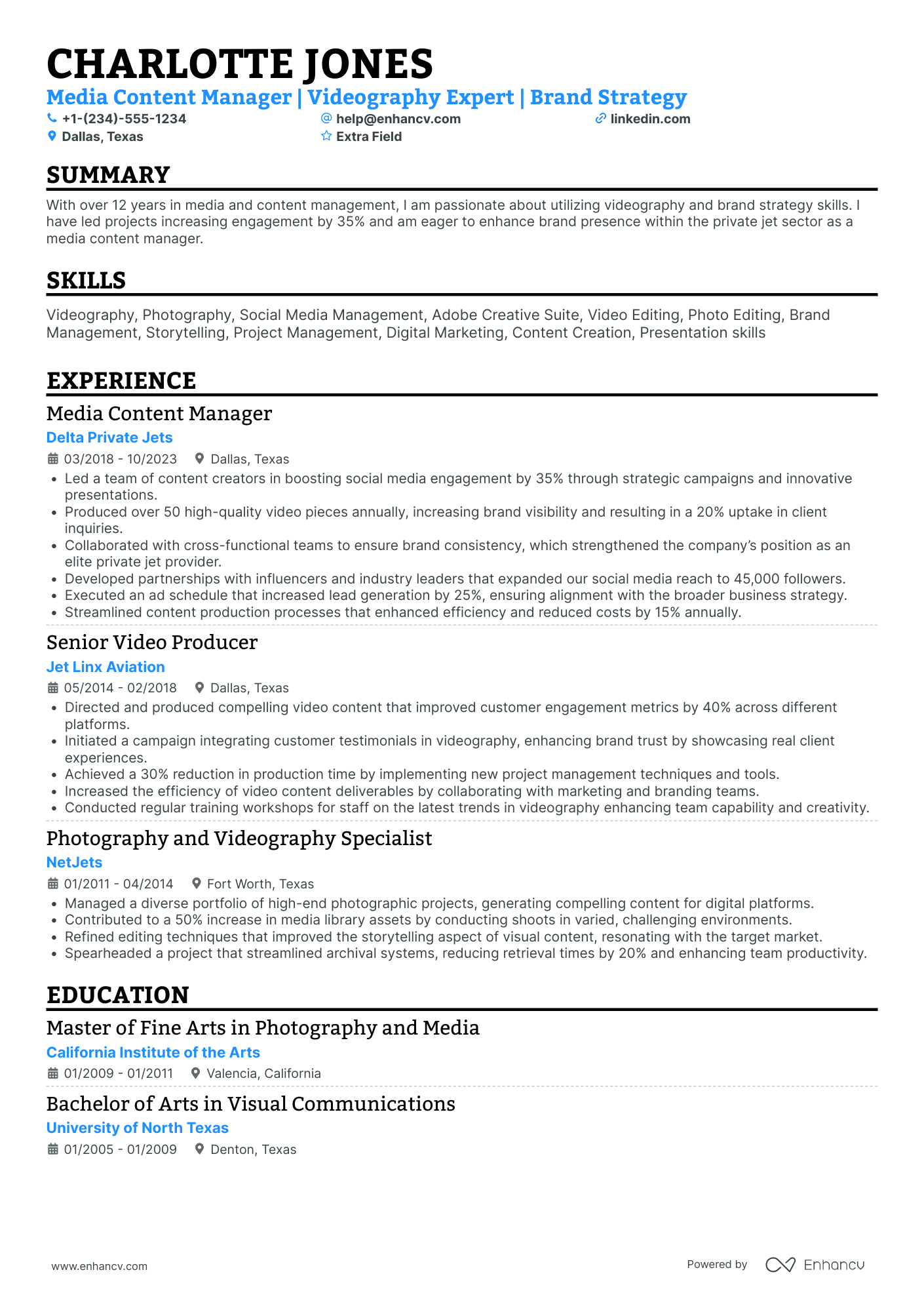 Content Analytics Manager Resume Example