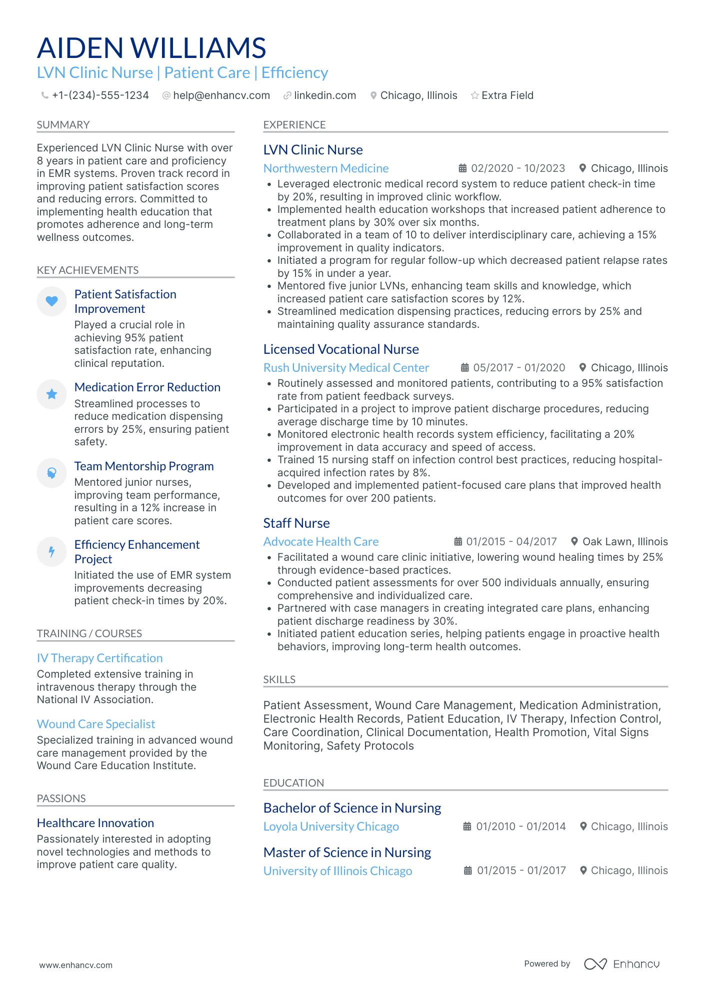 LVN Clinic Nurse Resume Example