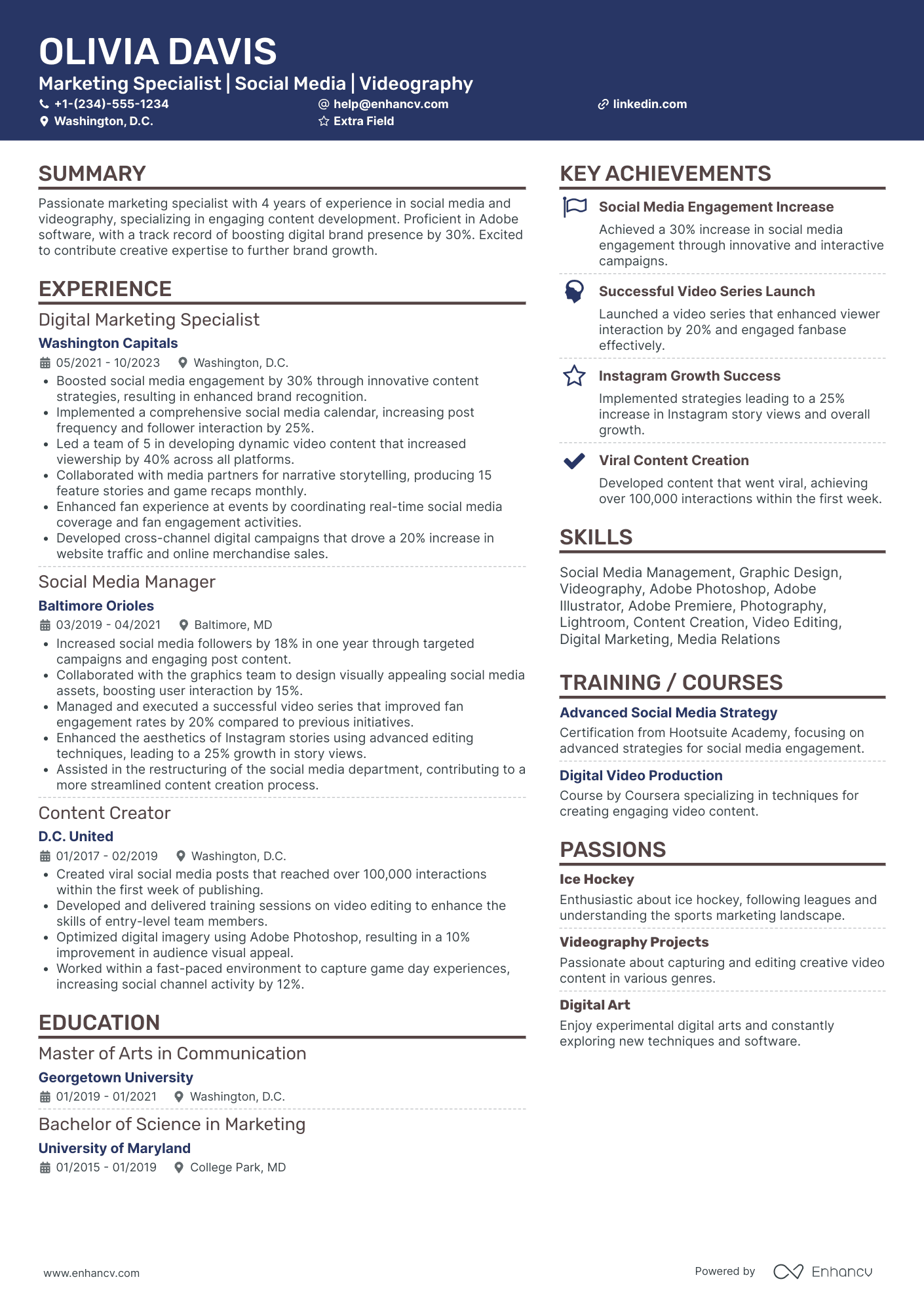 Social Media Coordinator Intern Resume Example