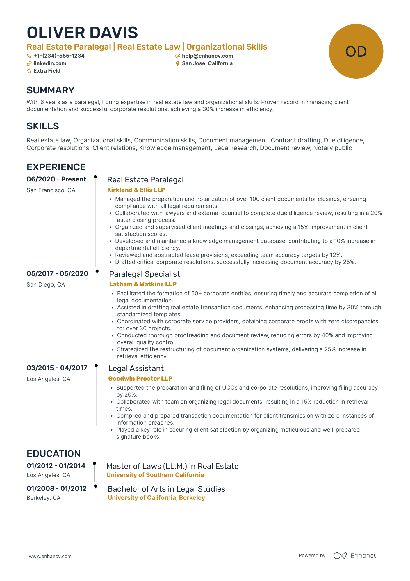 Real Estate Paralegal Resume Example