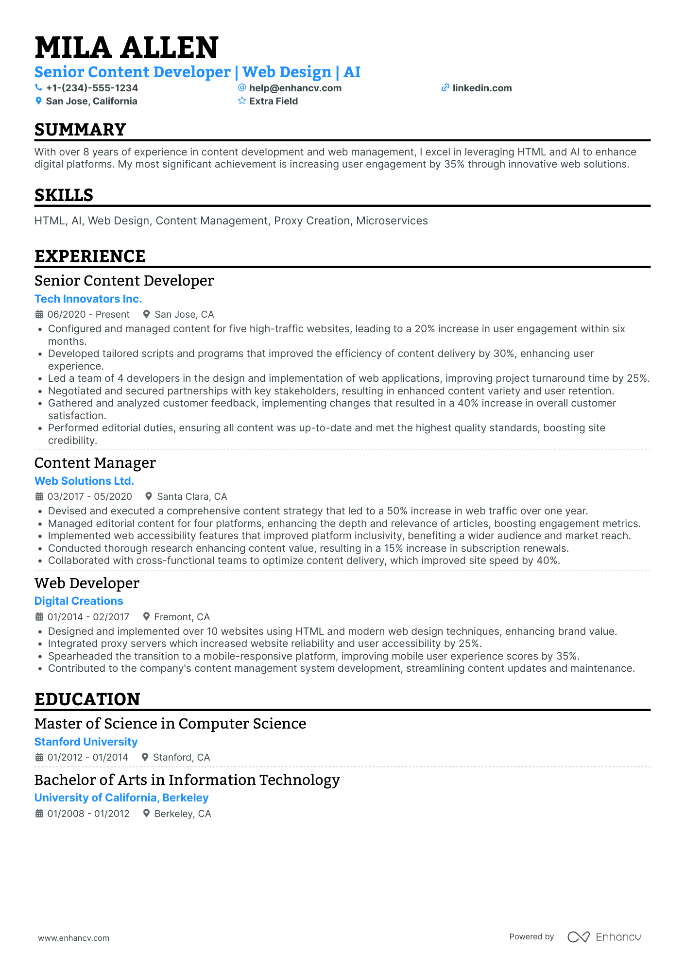 Senior Microservices Developer Resume Example