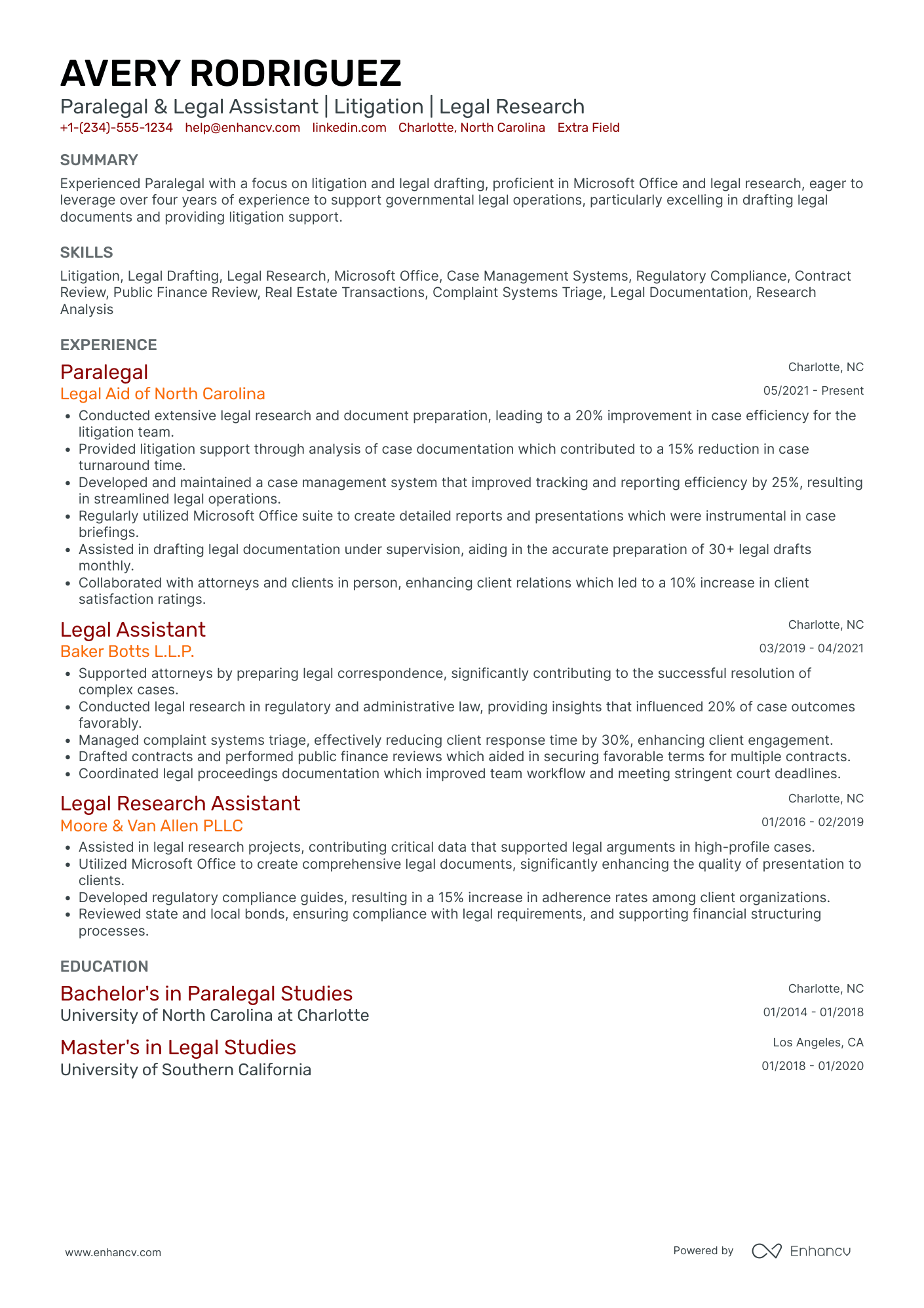 Government Paralegal Resume Example