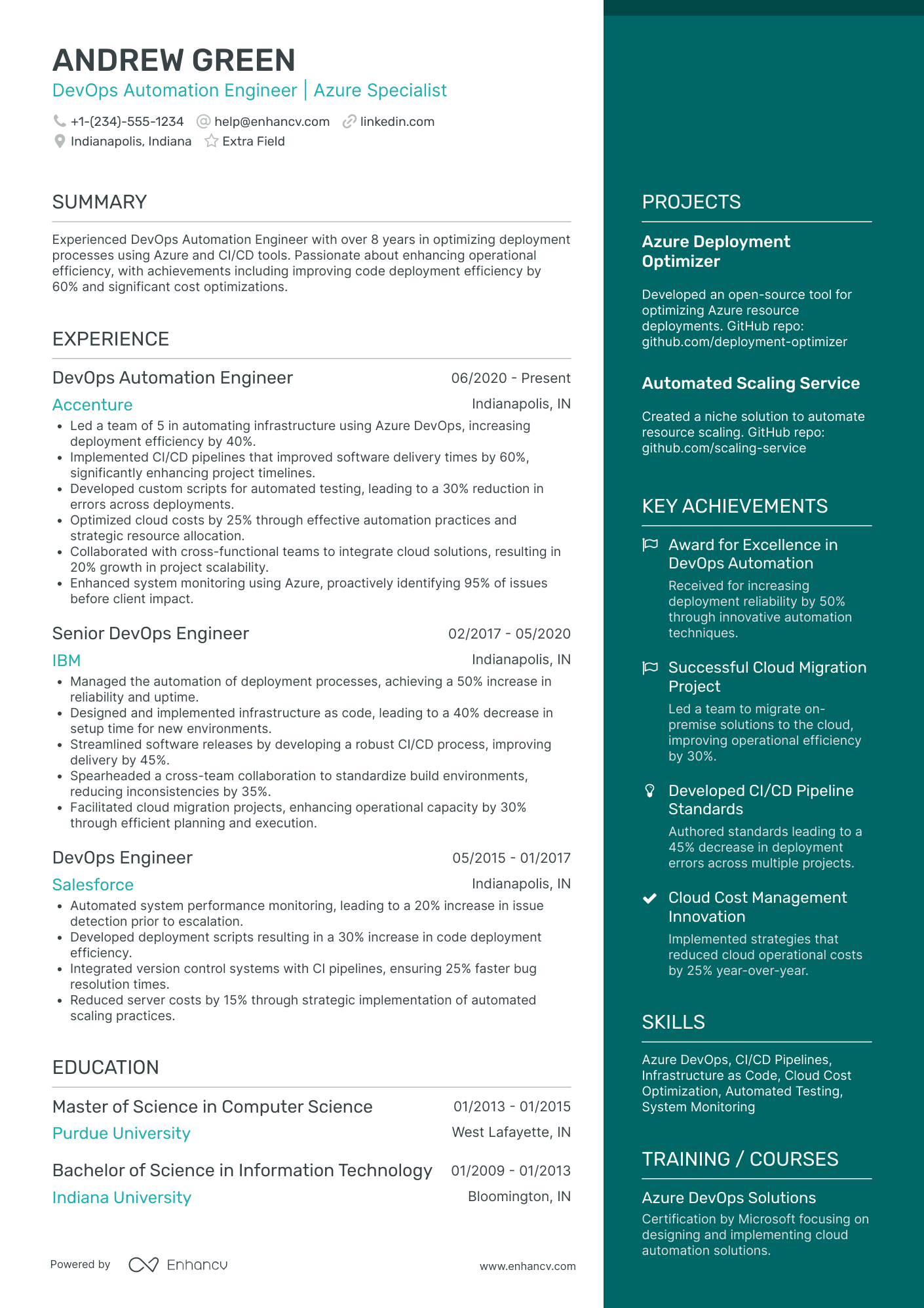 Devops Automation Engineer Resume Example