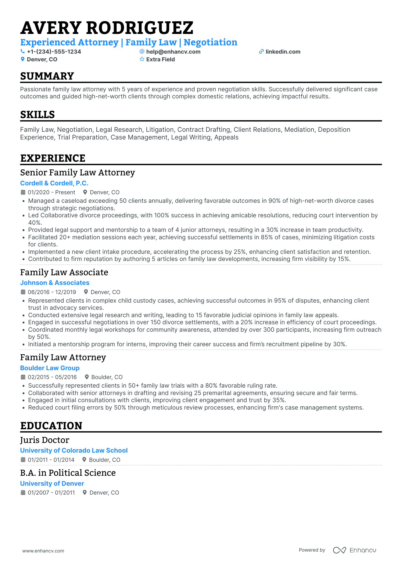 Family Law Lawyer Resume Example