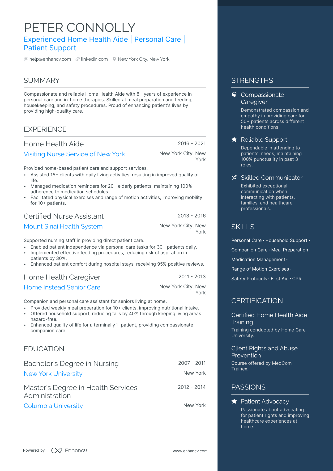 In Home Caregiver Resume Example