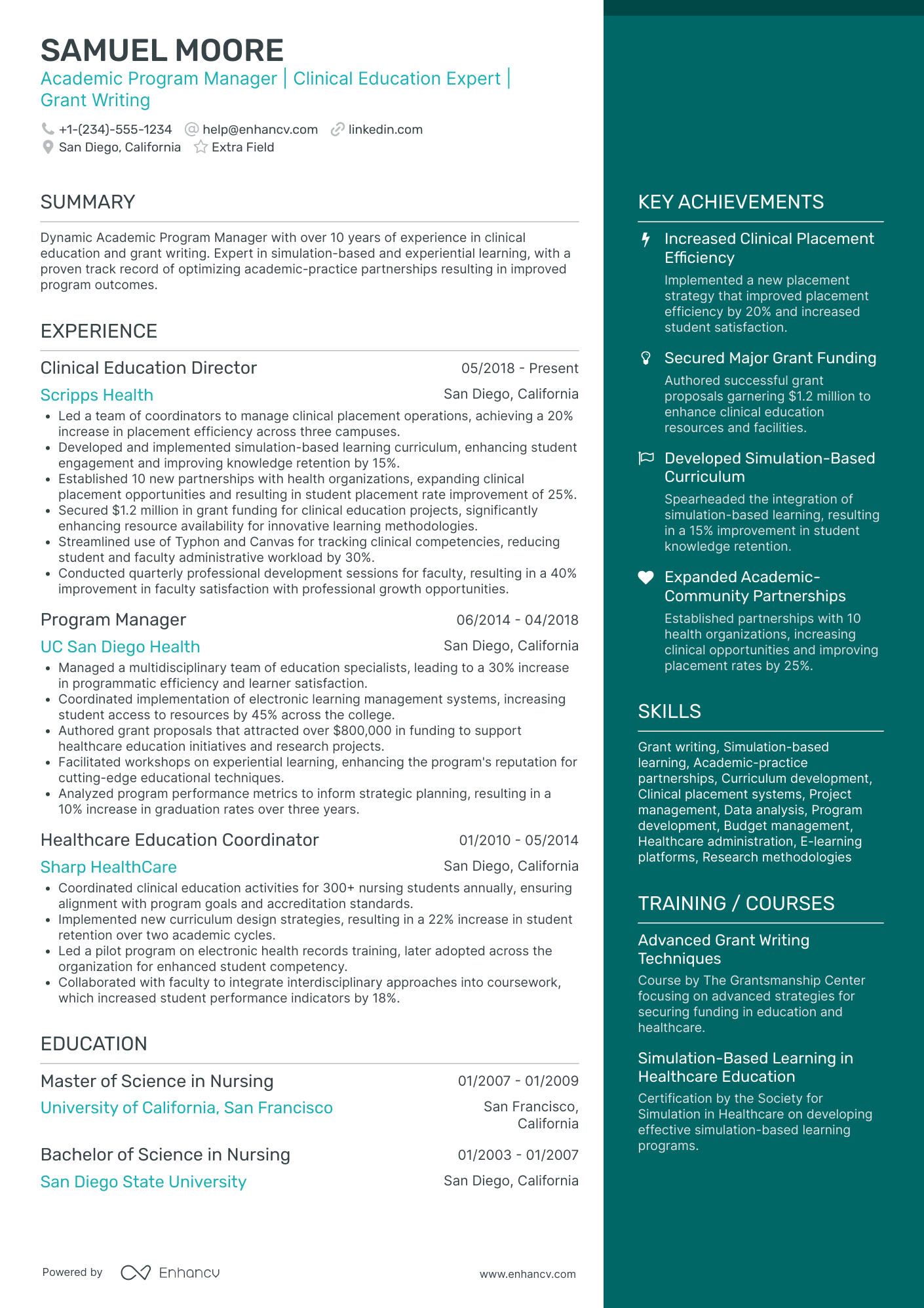 Academic Program Manager Resume Example