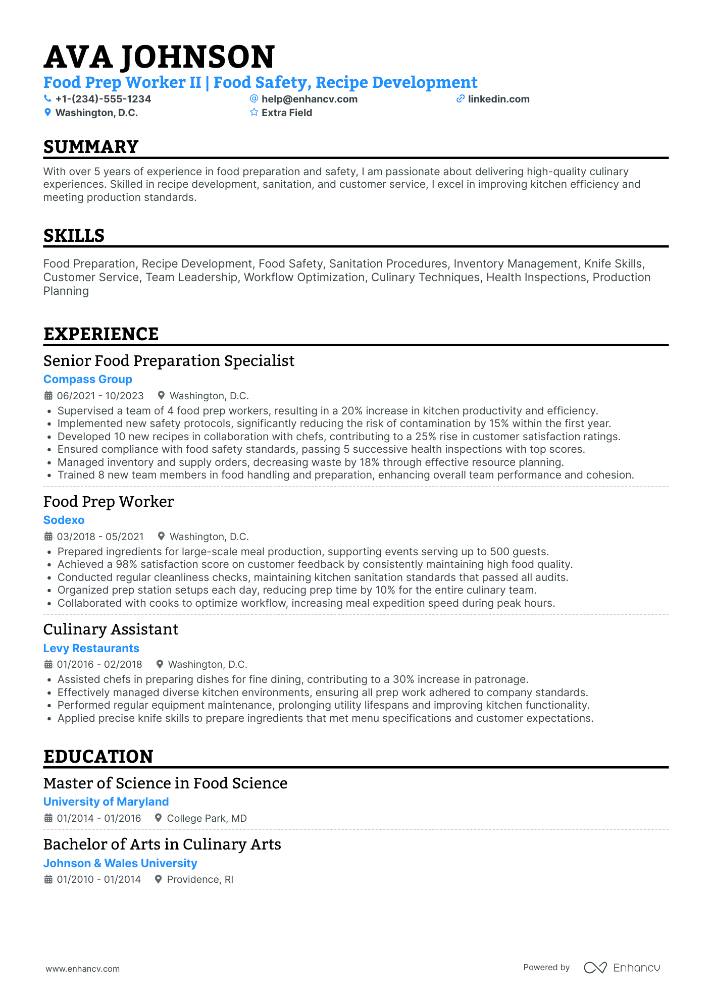 Catering Prep Cook Resume Example