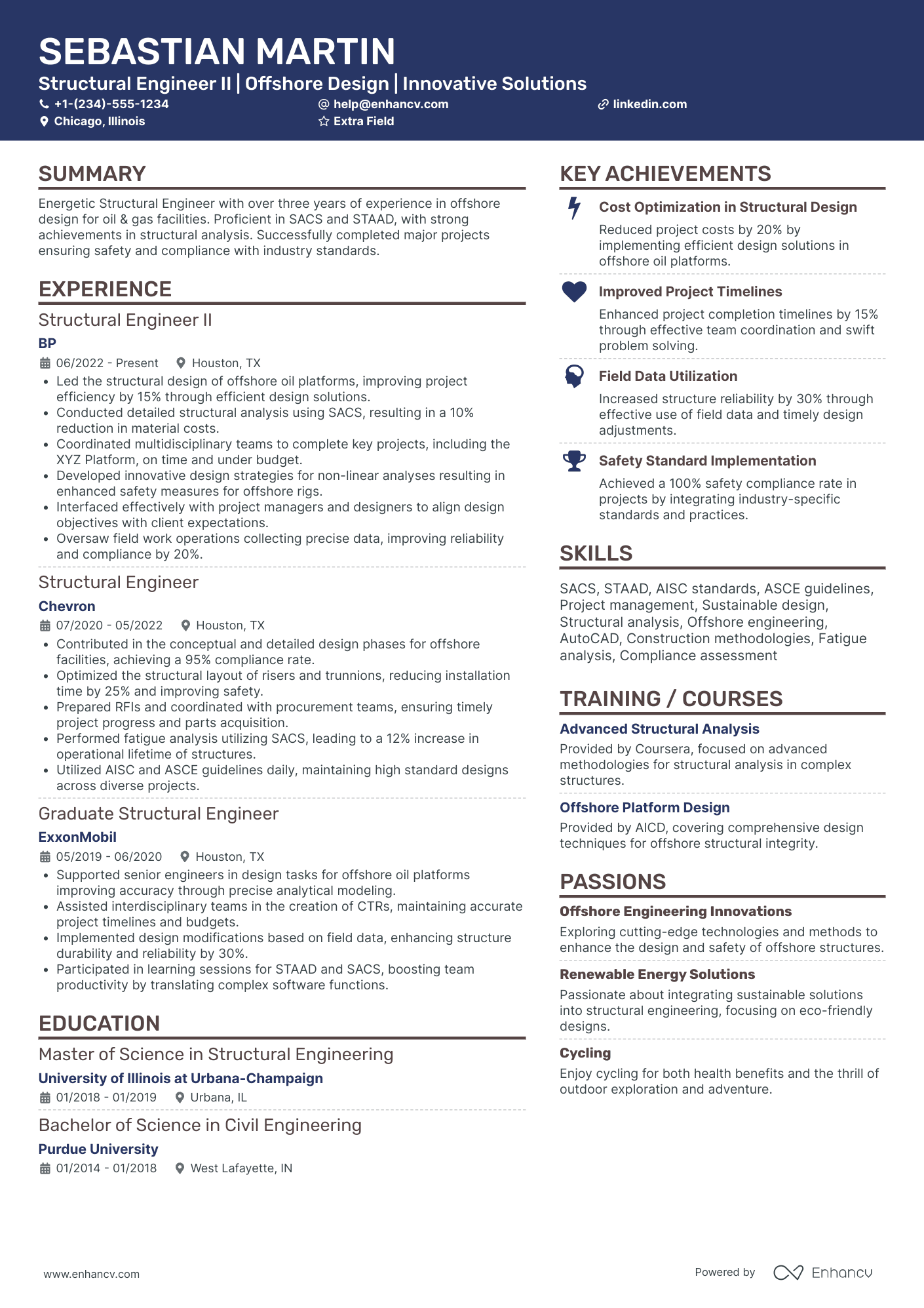 Structural Engineer II Resume Example