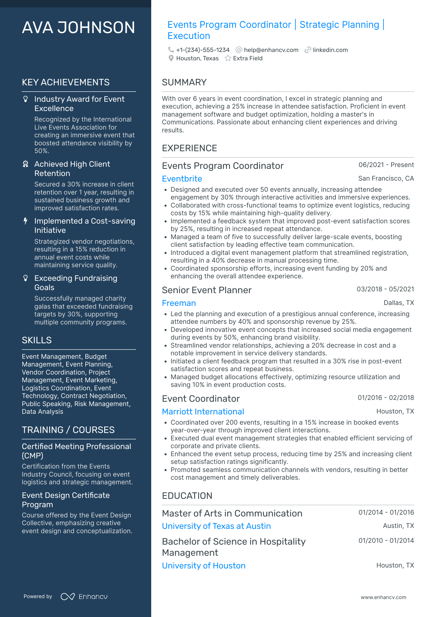 Events Program Coordinator Resume Example