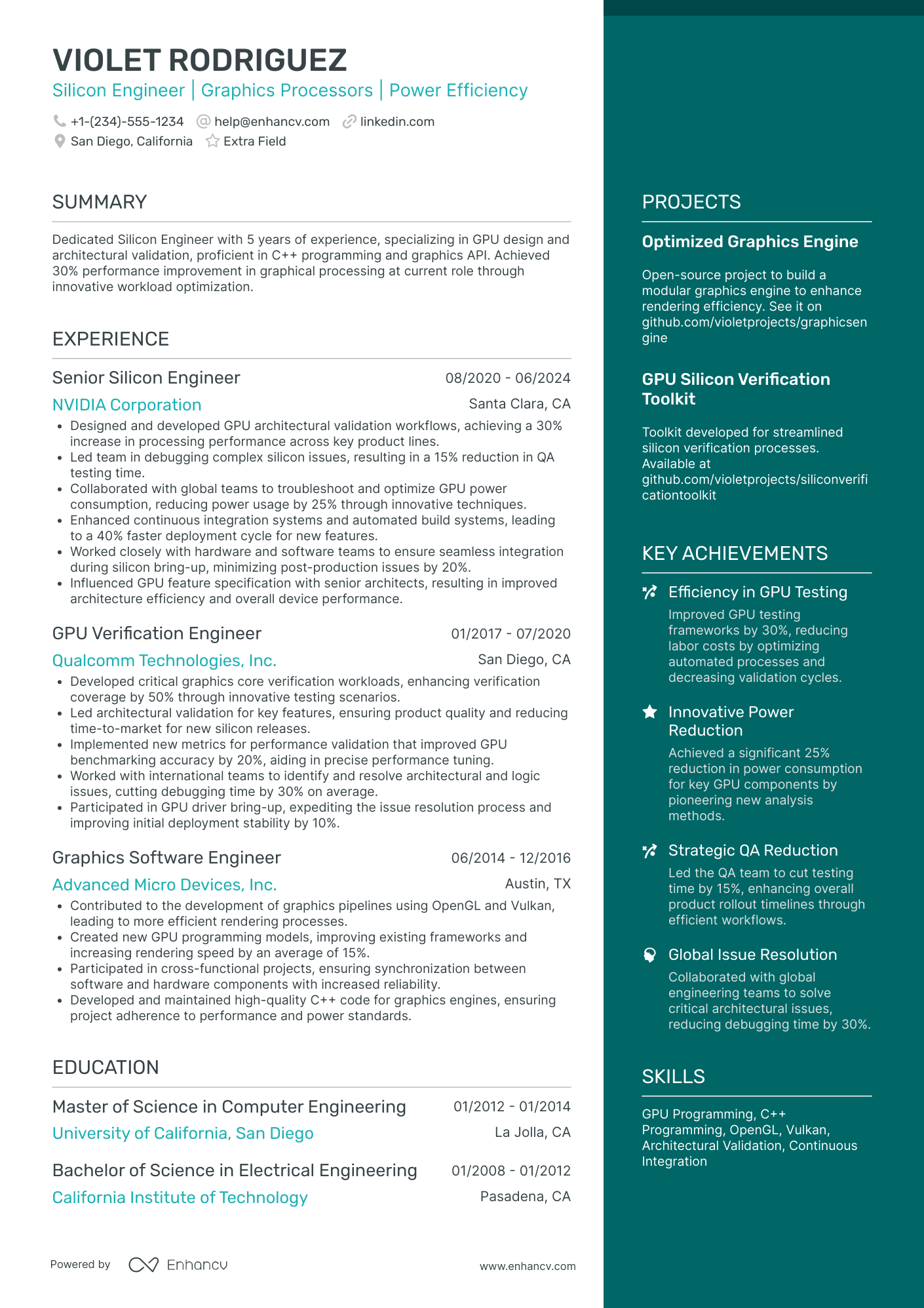 Computer Graphics Engineer Resume Example