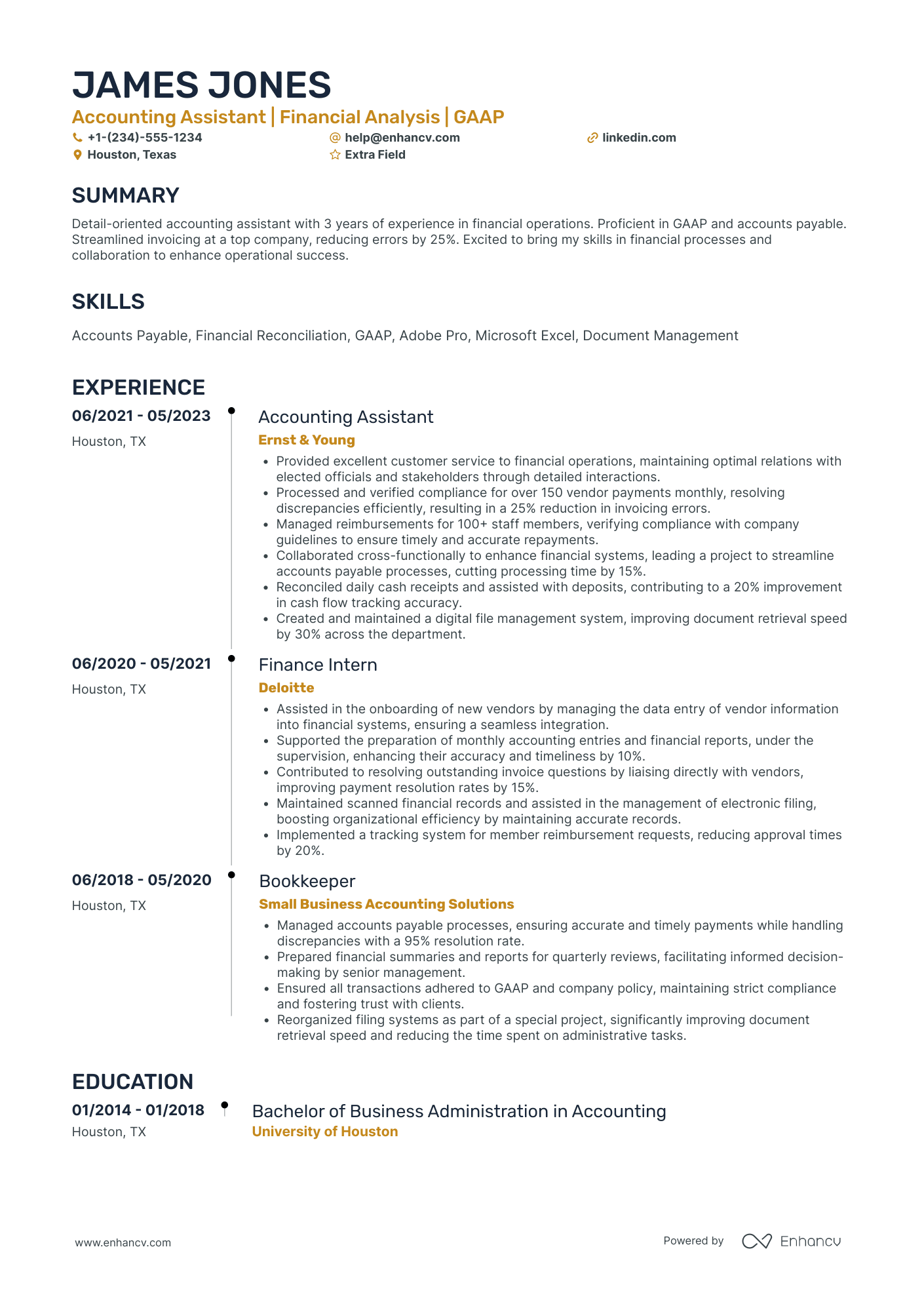 Permanent Accounting Assistant Resume Example