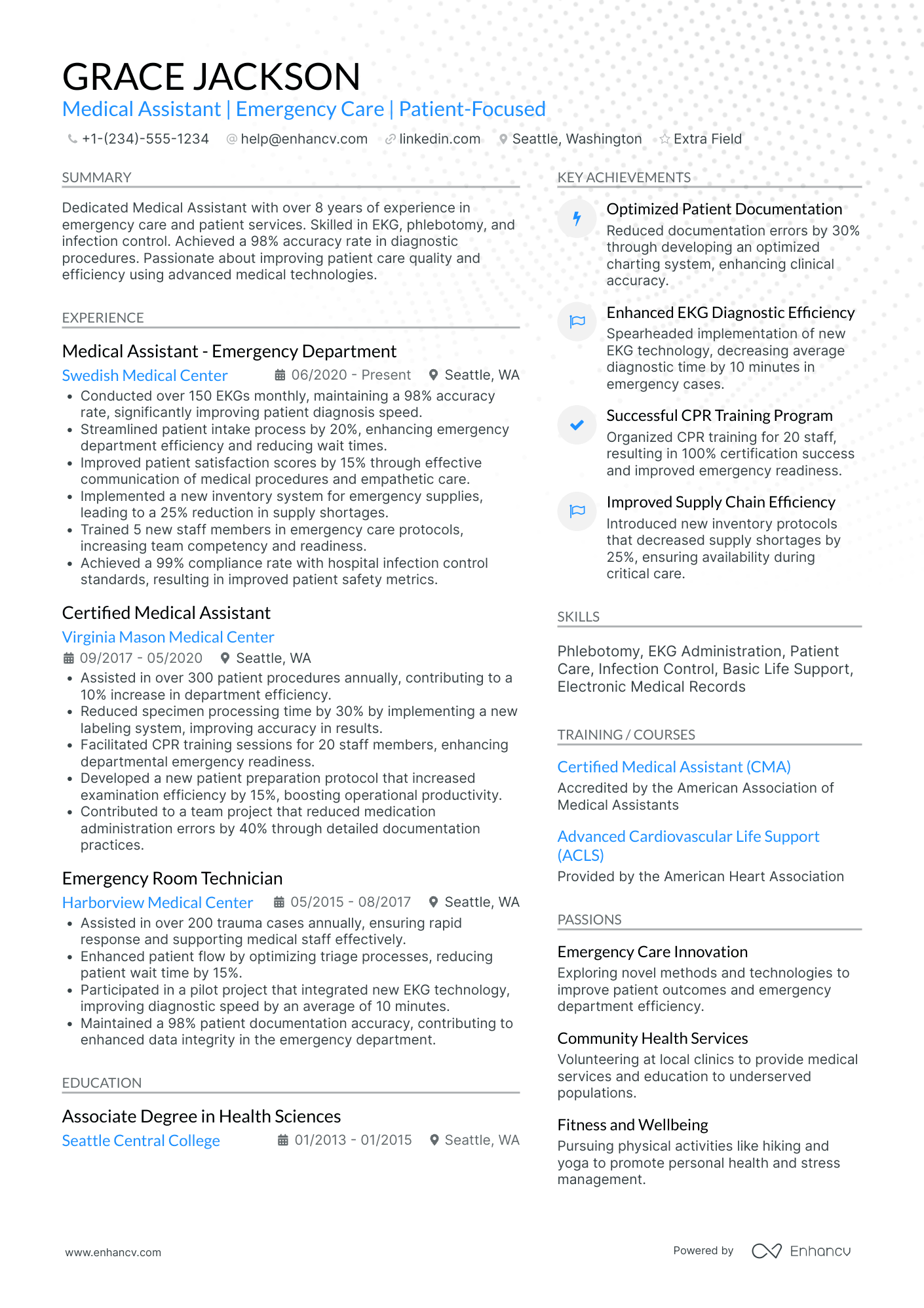 Emergency Department Medical Assistant Resume Example