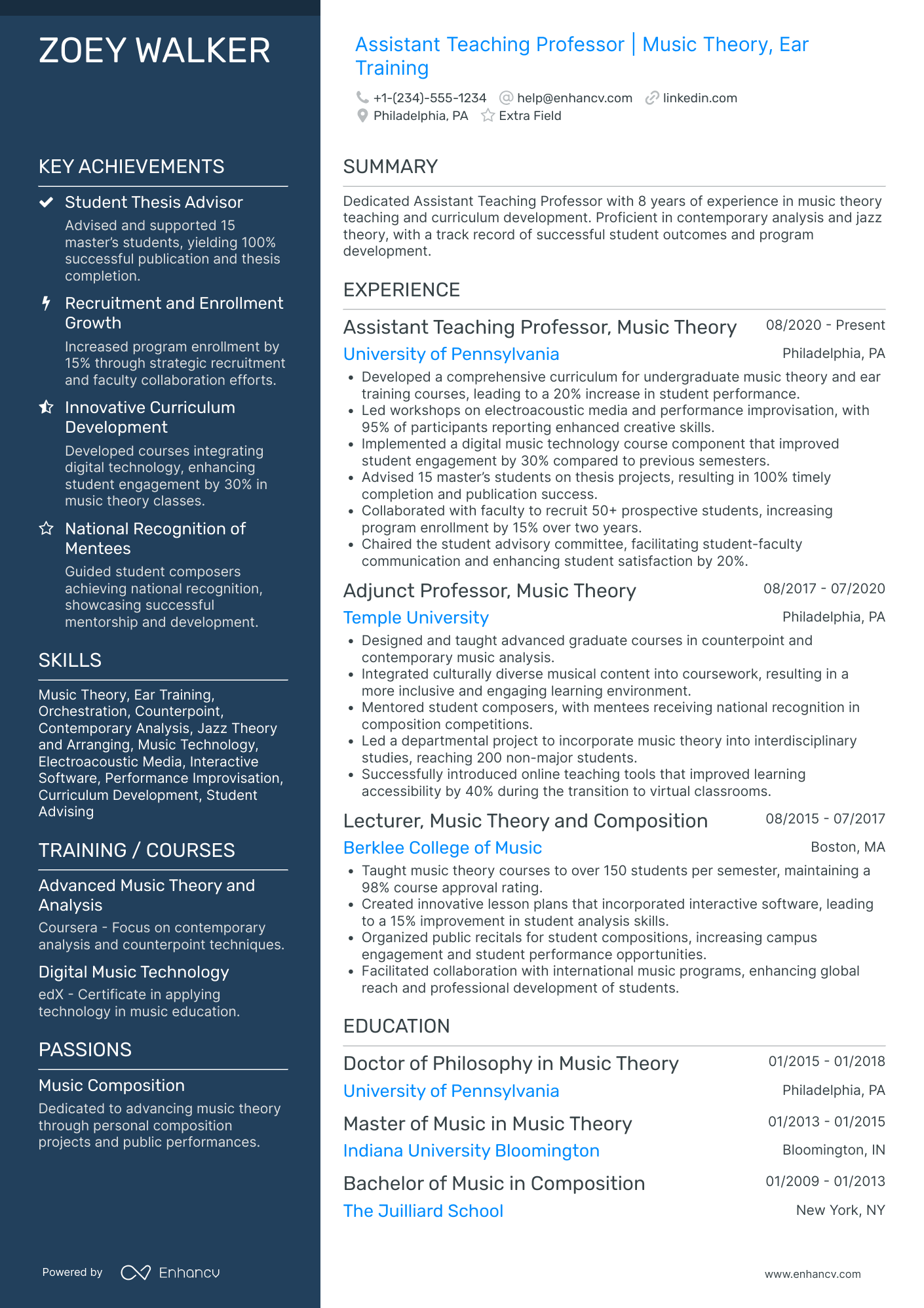 Touring Musician Resume Example