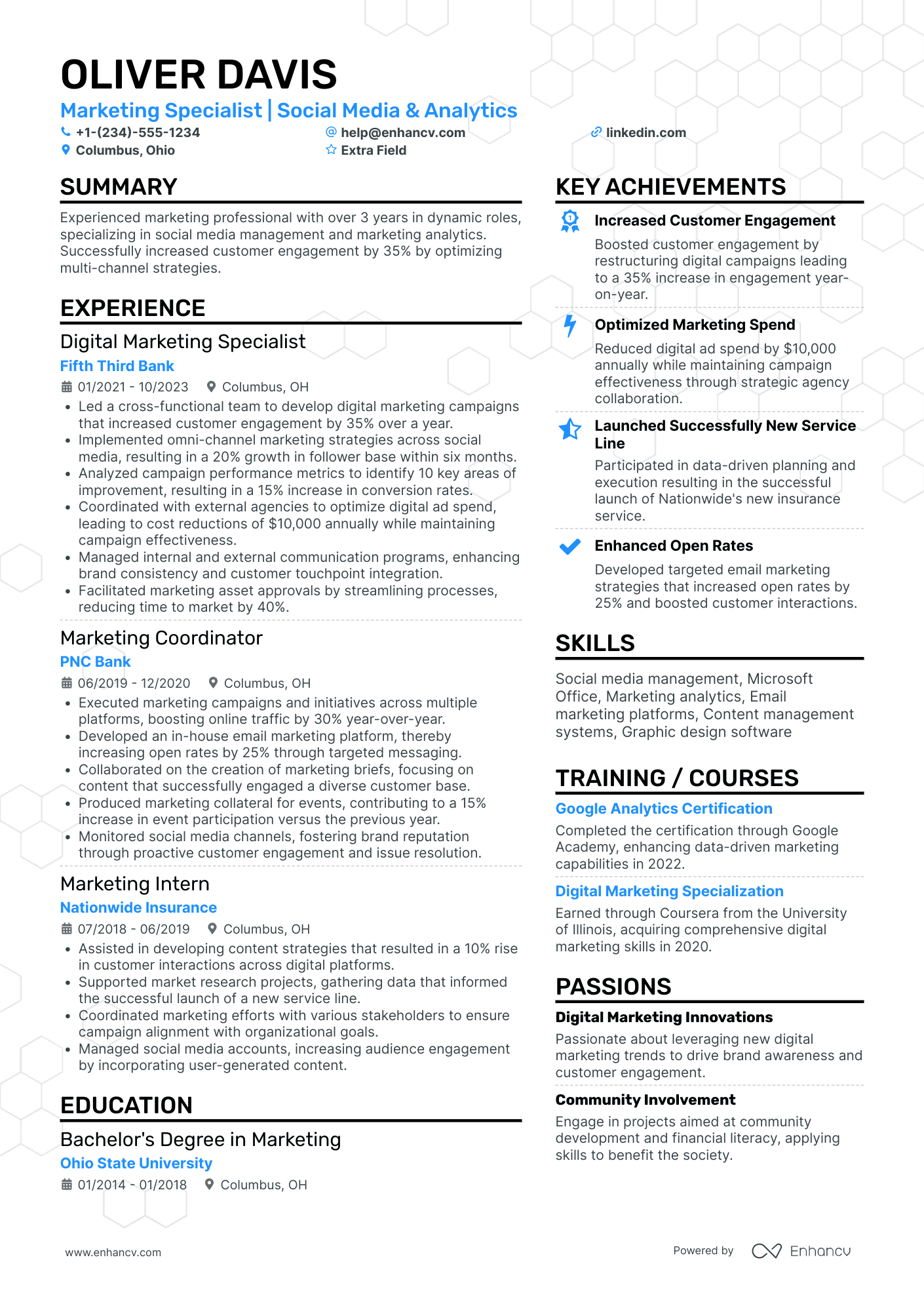 Junior Creative Marketing Specialist Resume Example