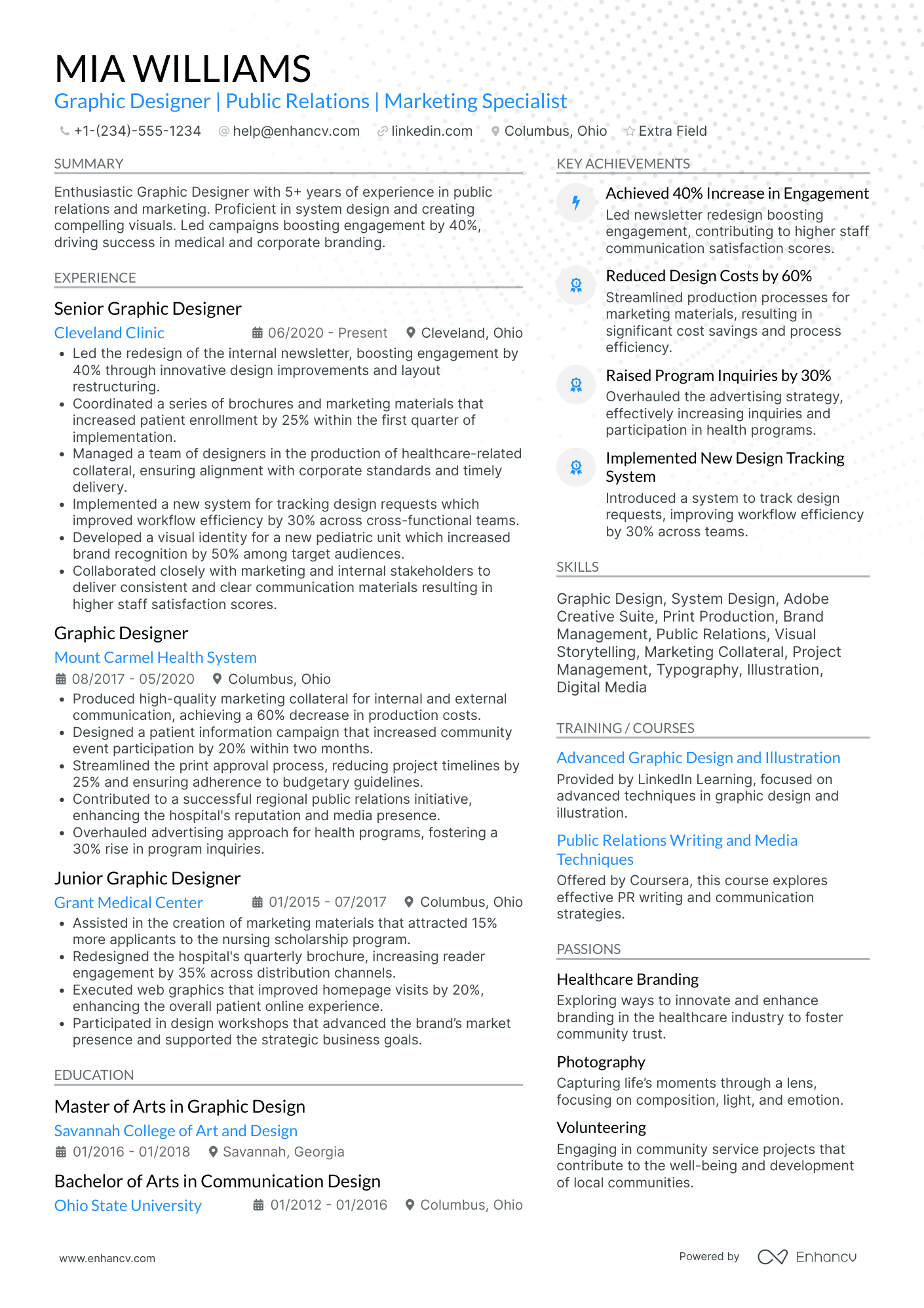 Graphic Designer Resume Example