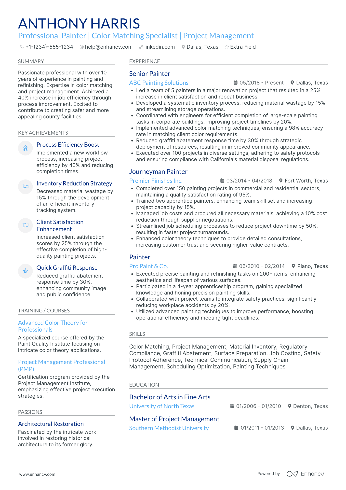 Apprentice Painter Resume Example