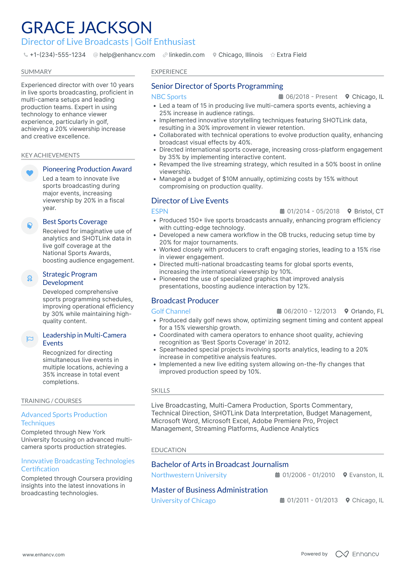 Feature Film Director Resume Example