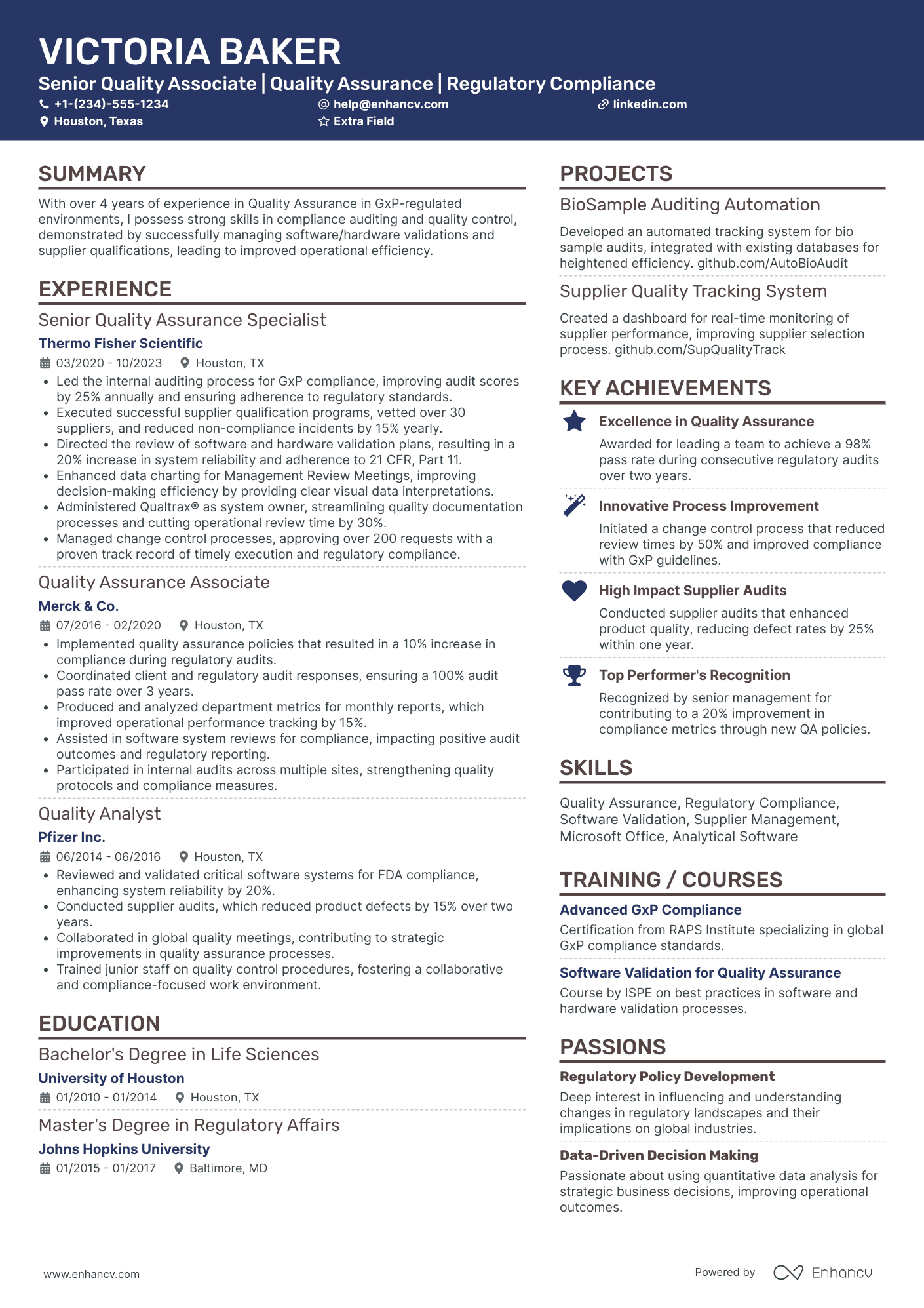 Senior QA Tester Resume Example