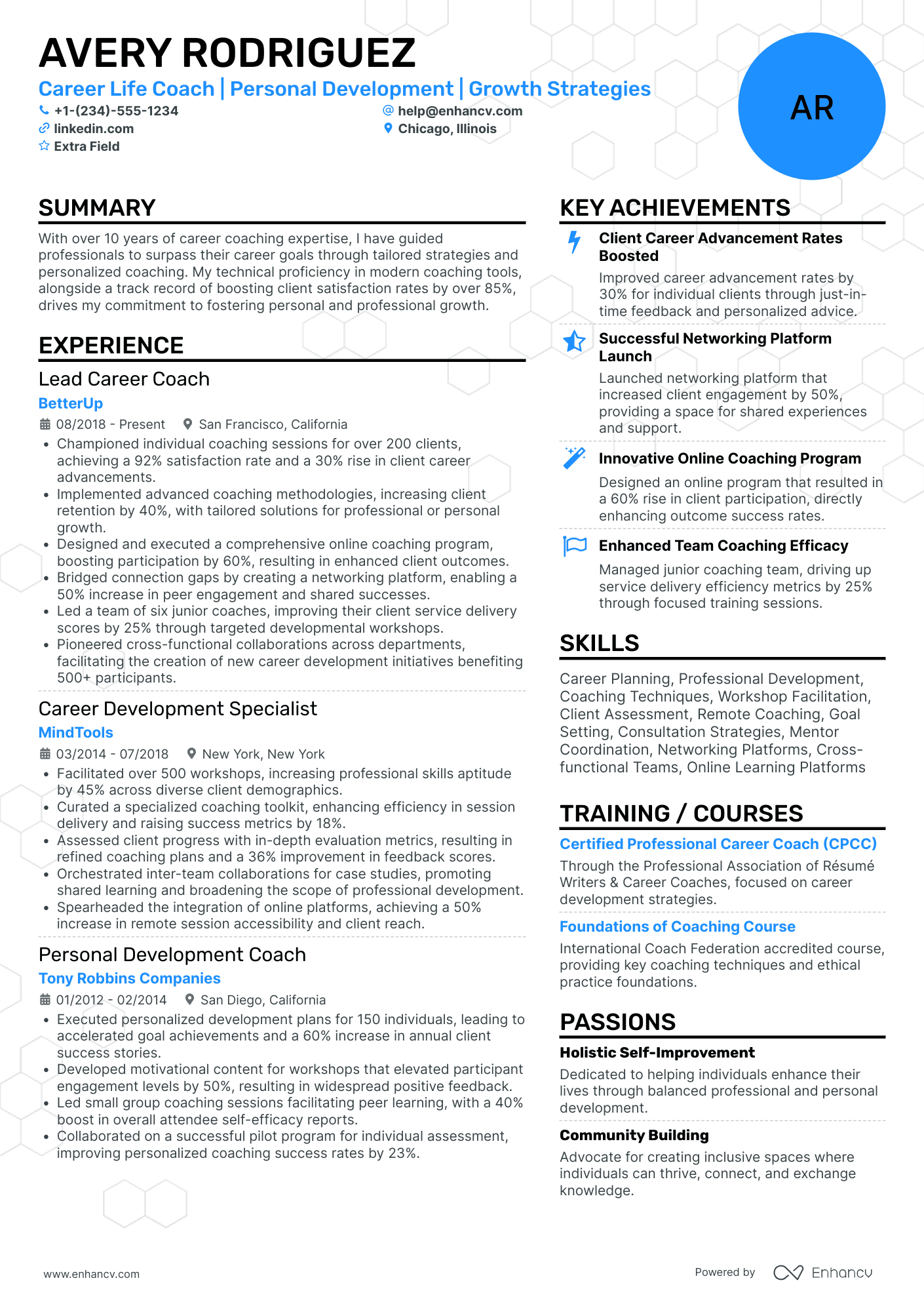 Career Life Coach Resume Example