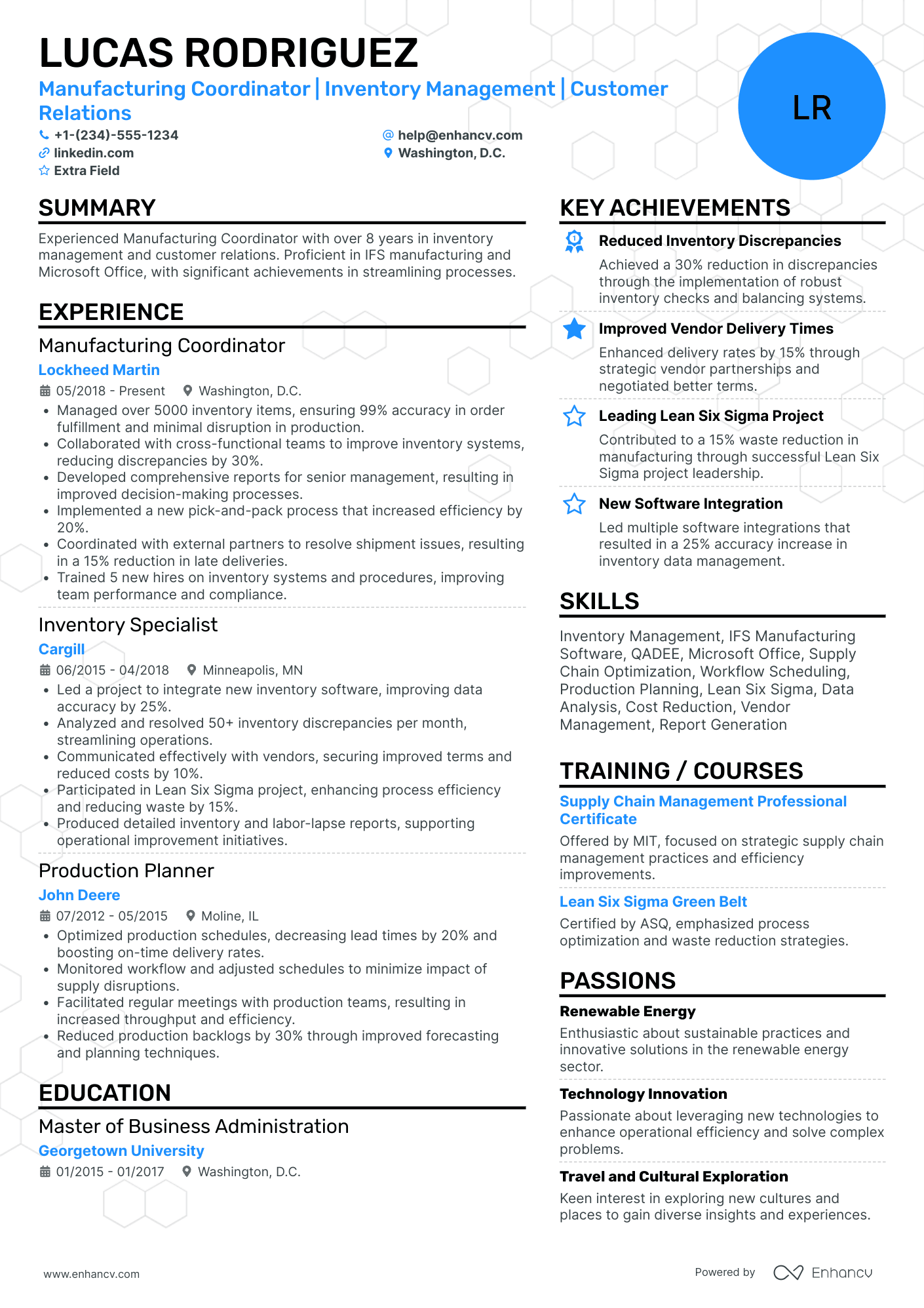 Manufacturing Logistics Coordinator Resume Example