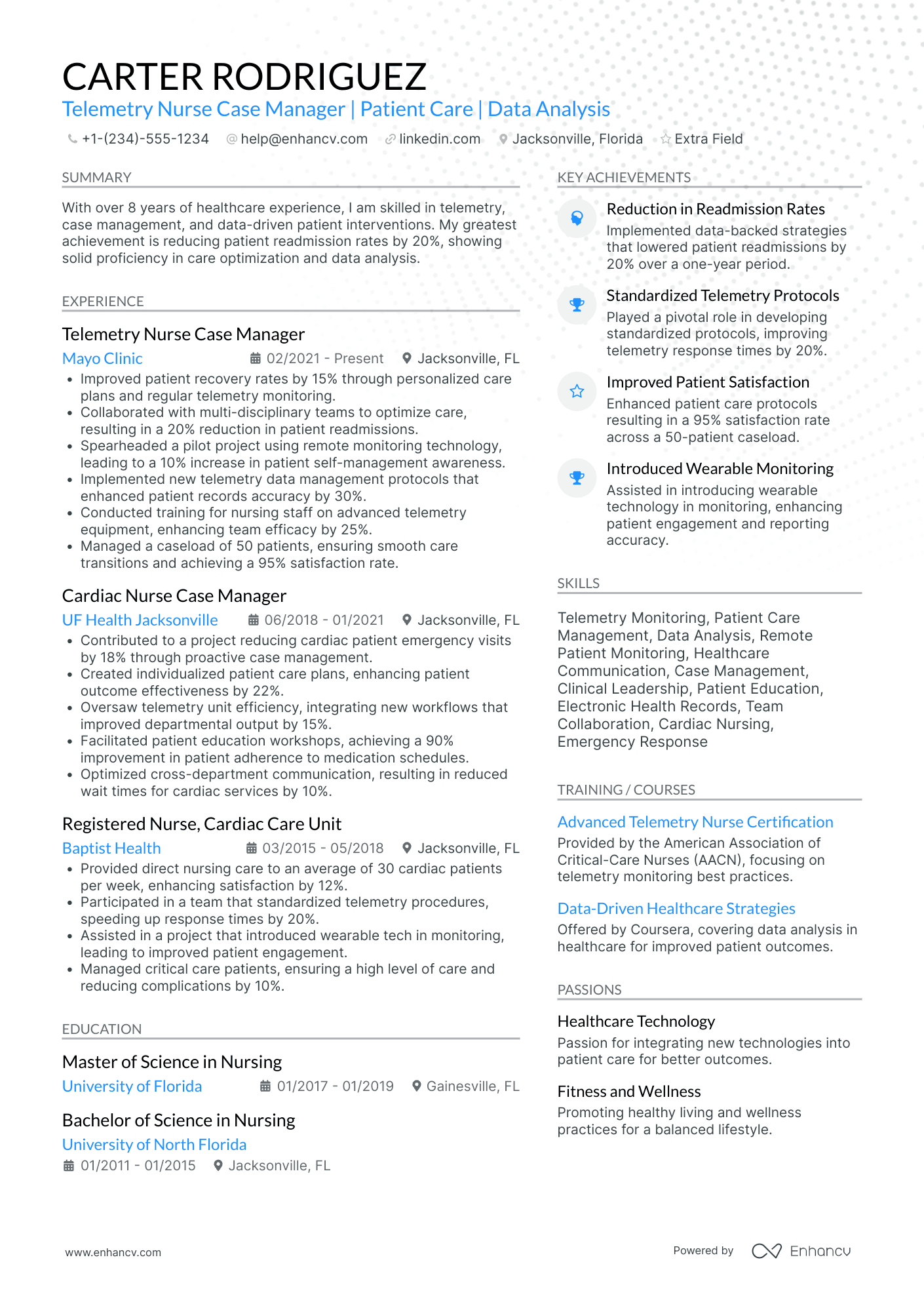 Telemetry Nurse Case Manager Resume Example