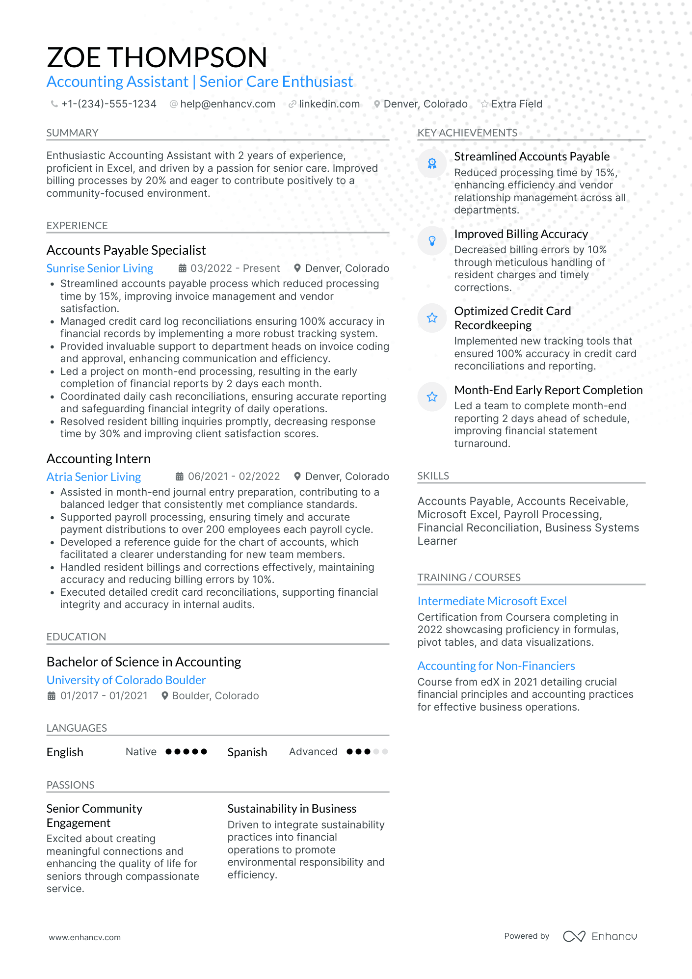 Full Time Accounting Assistant Resume Example