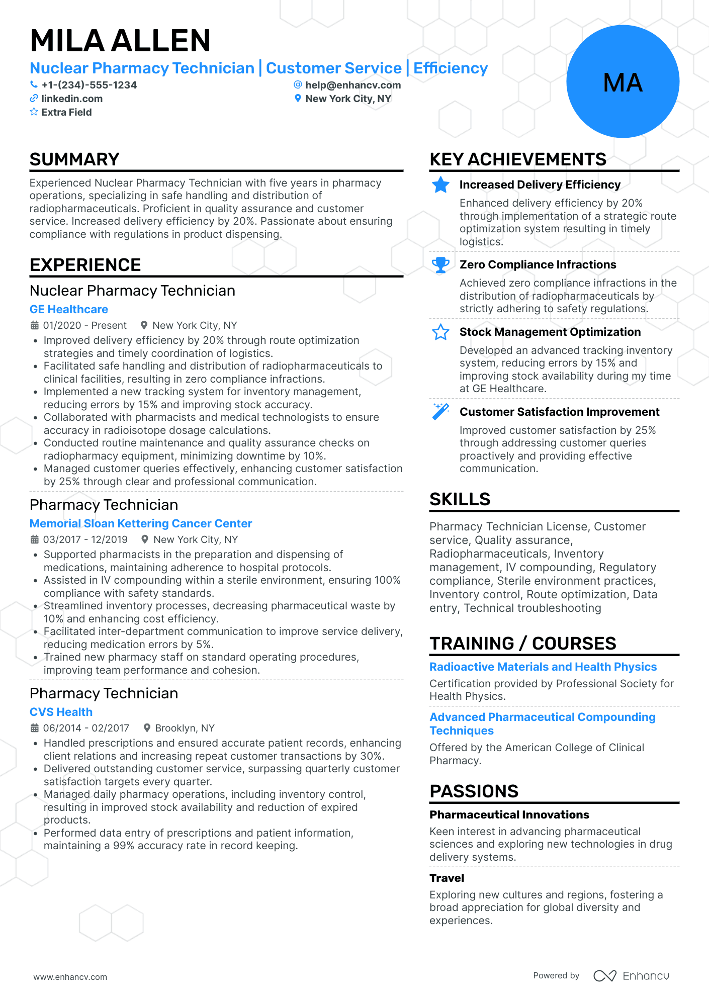 Nuclear Pharmacy Technician Resume Example