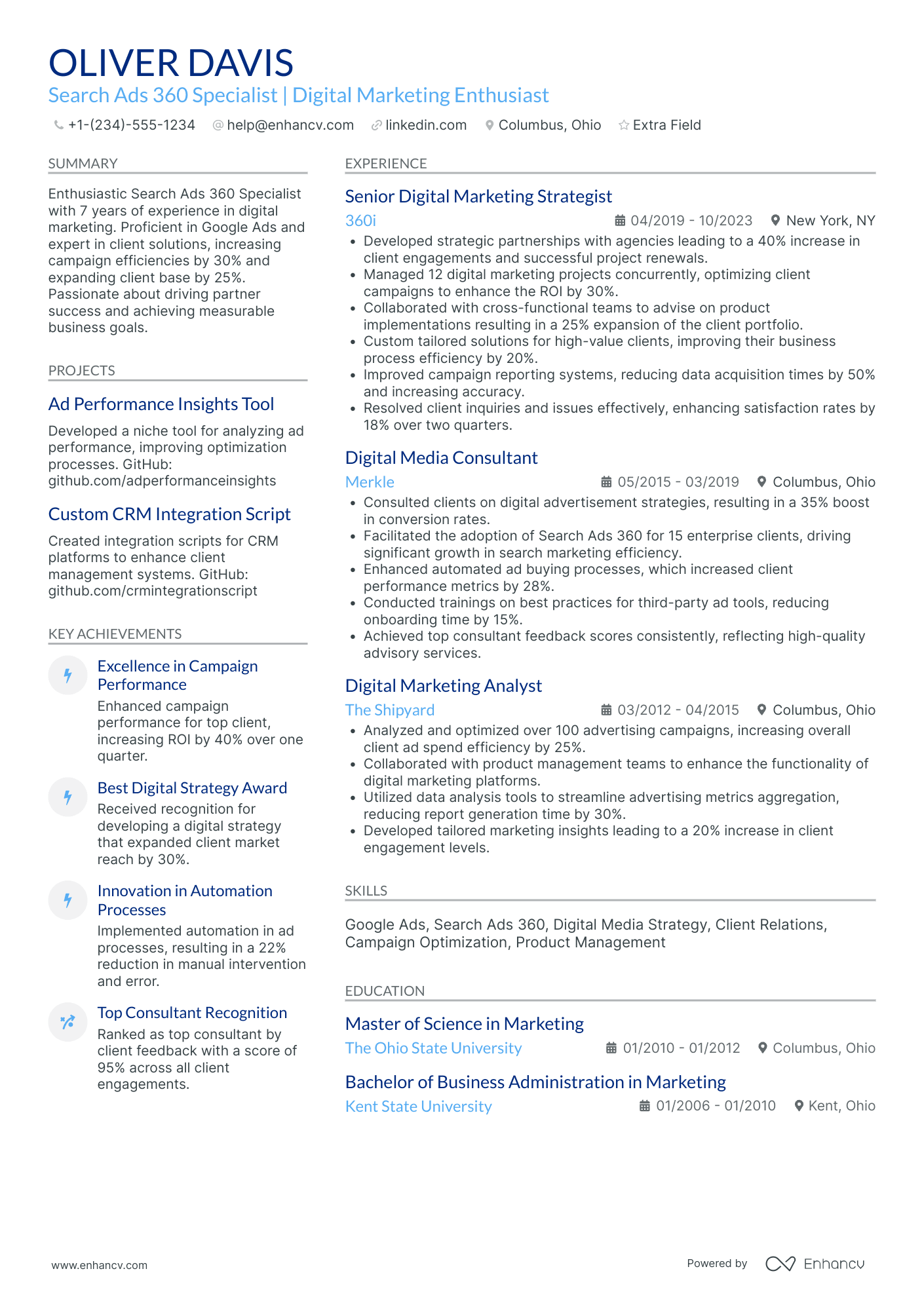 Google Ads Specialist Resume Example