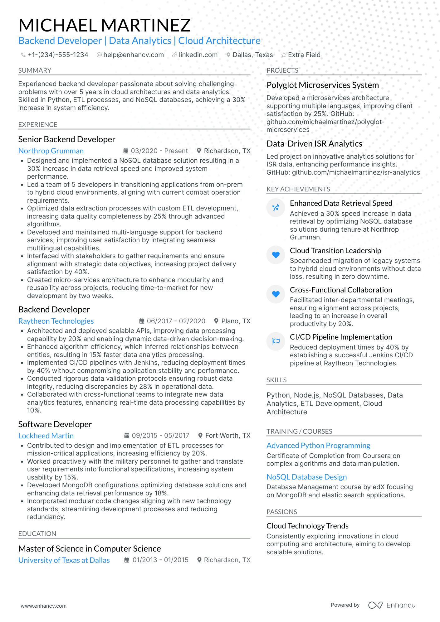 Blockchain Backend Developer Resume Example