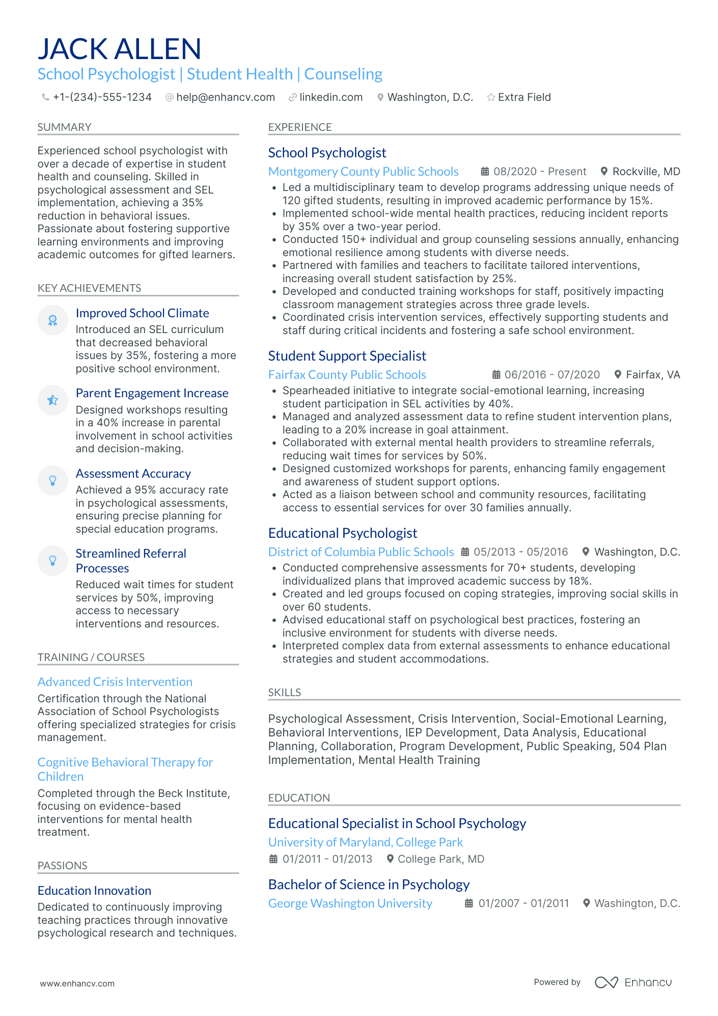 Educational Psychologist Resume Example