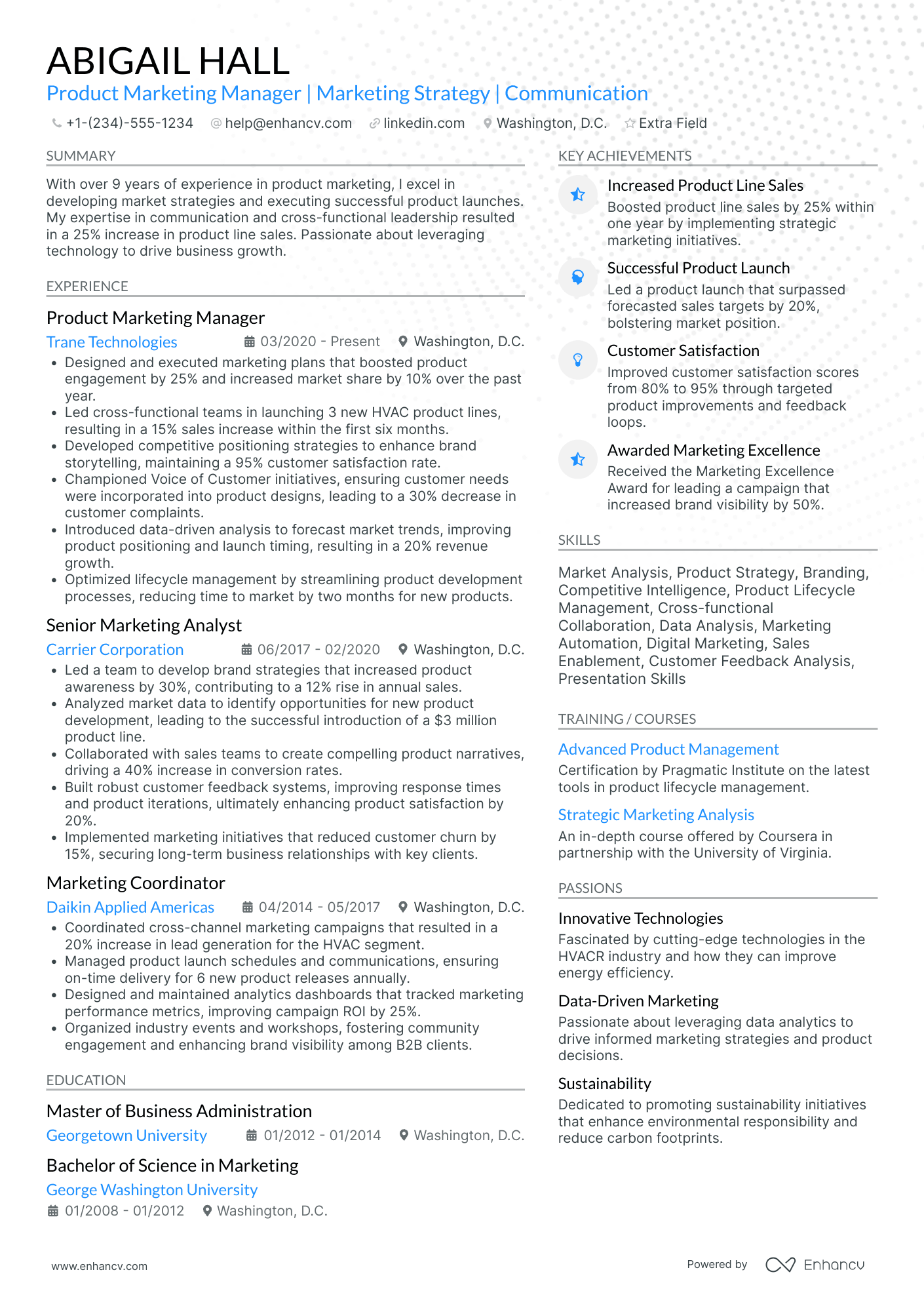 Product Marketing Strategy Manager Resume Example