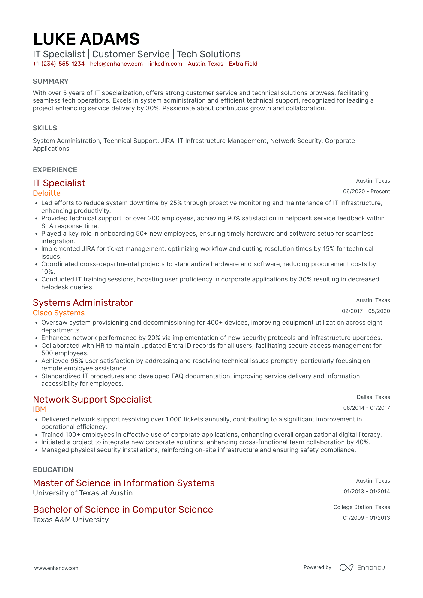 IT Procurement Specialist Resume Example