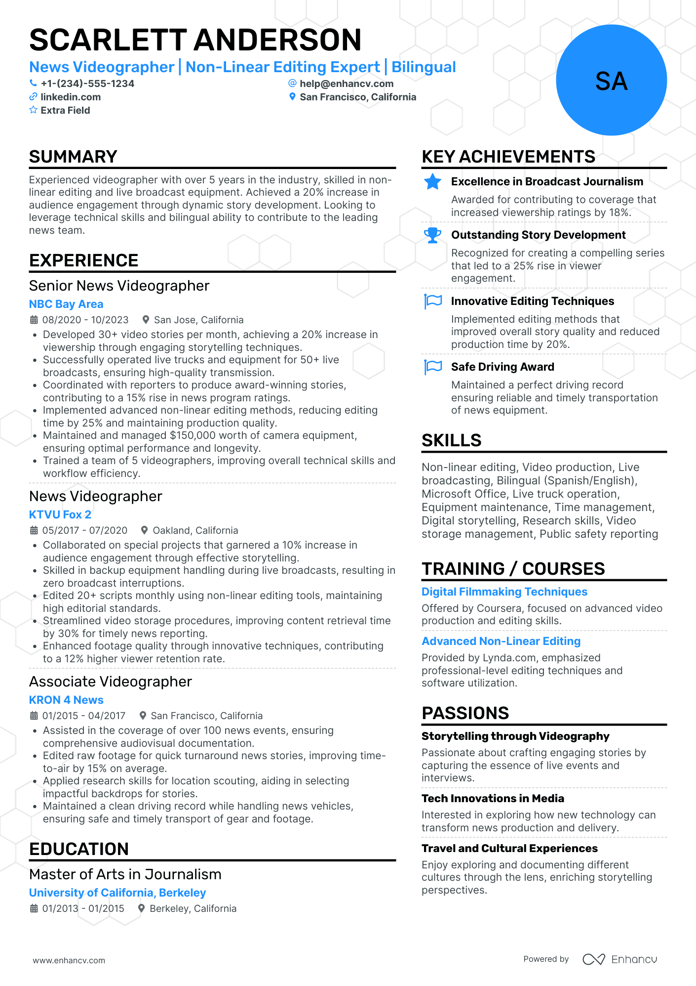 News Videographer Resume Example