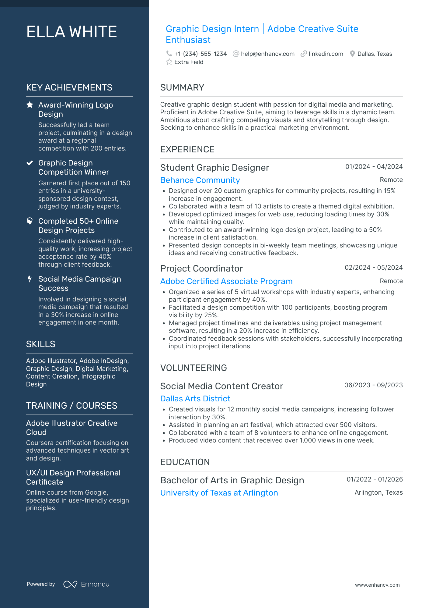 Web Design Intern Resume Example