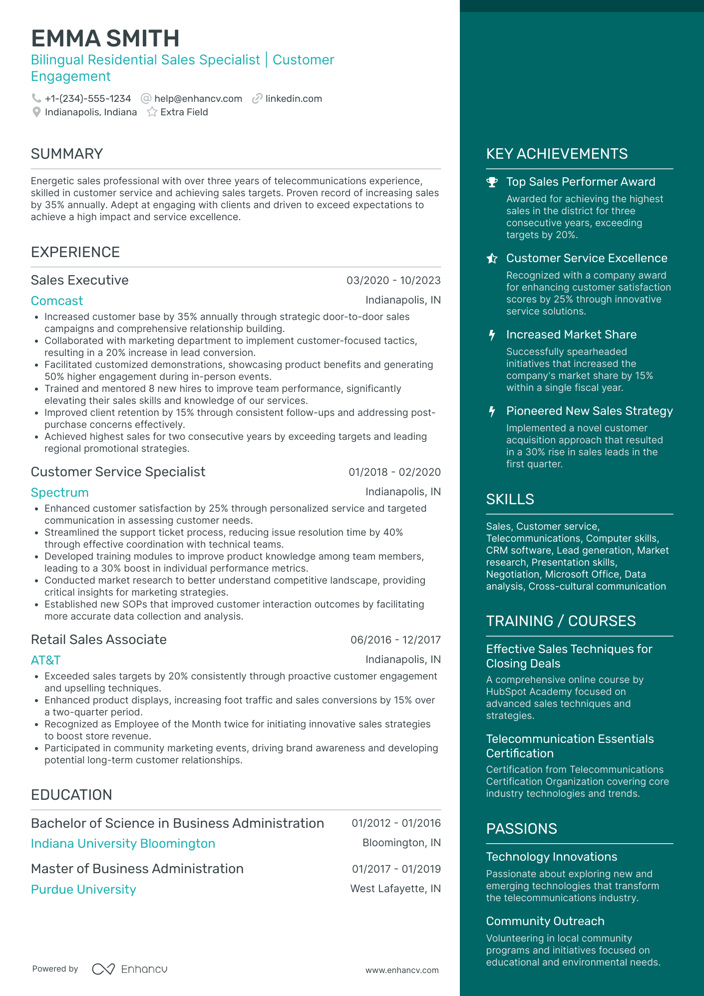 Telecom Sales Associate Resume Example