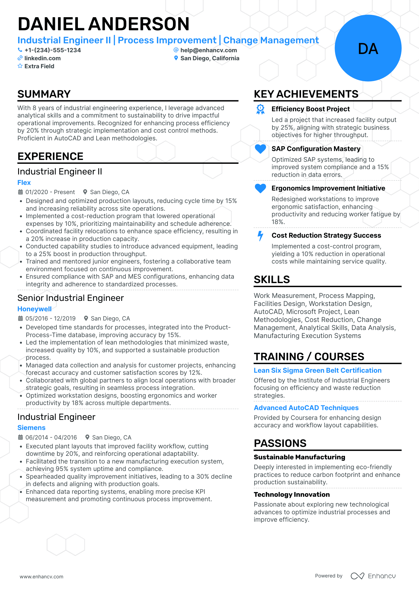 Industrial Engineer II Resume Example