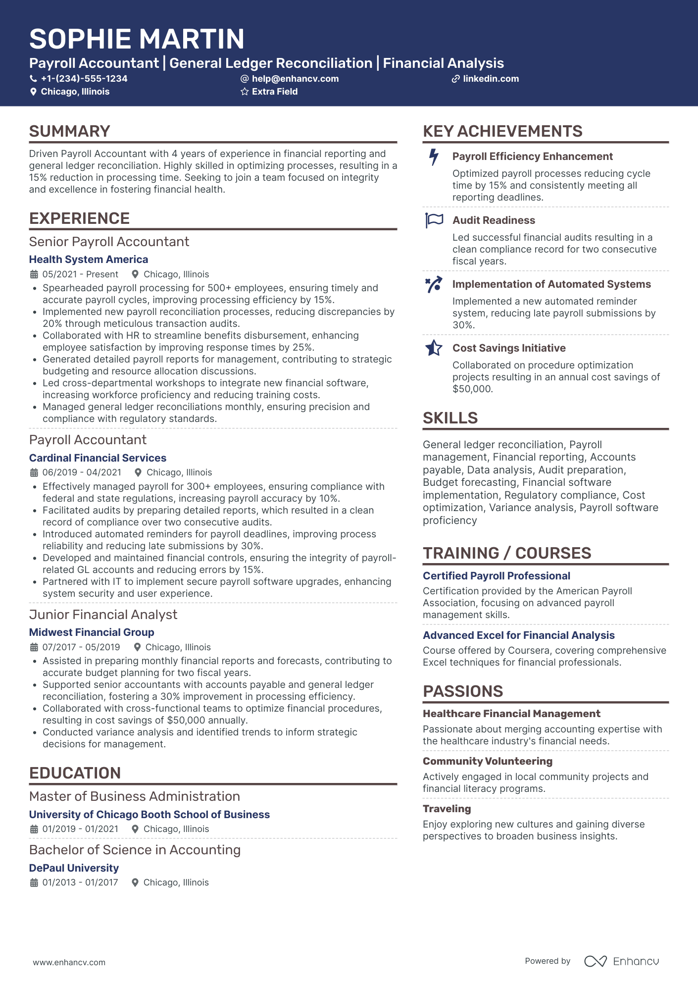 Payroll Accountant Resume Example