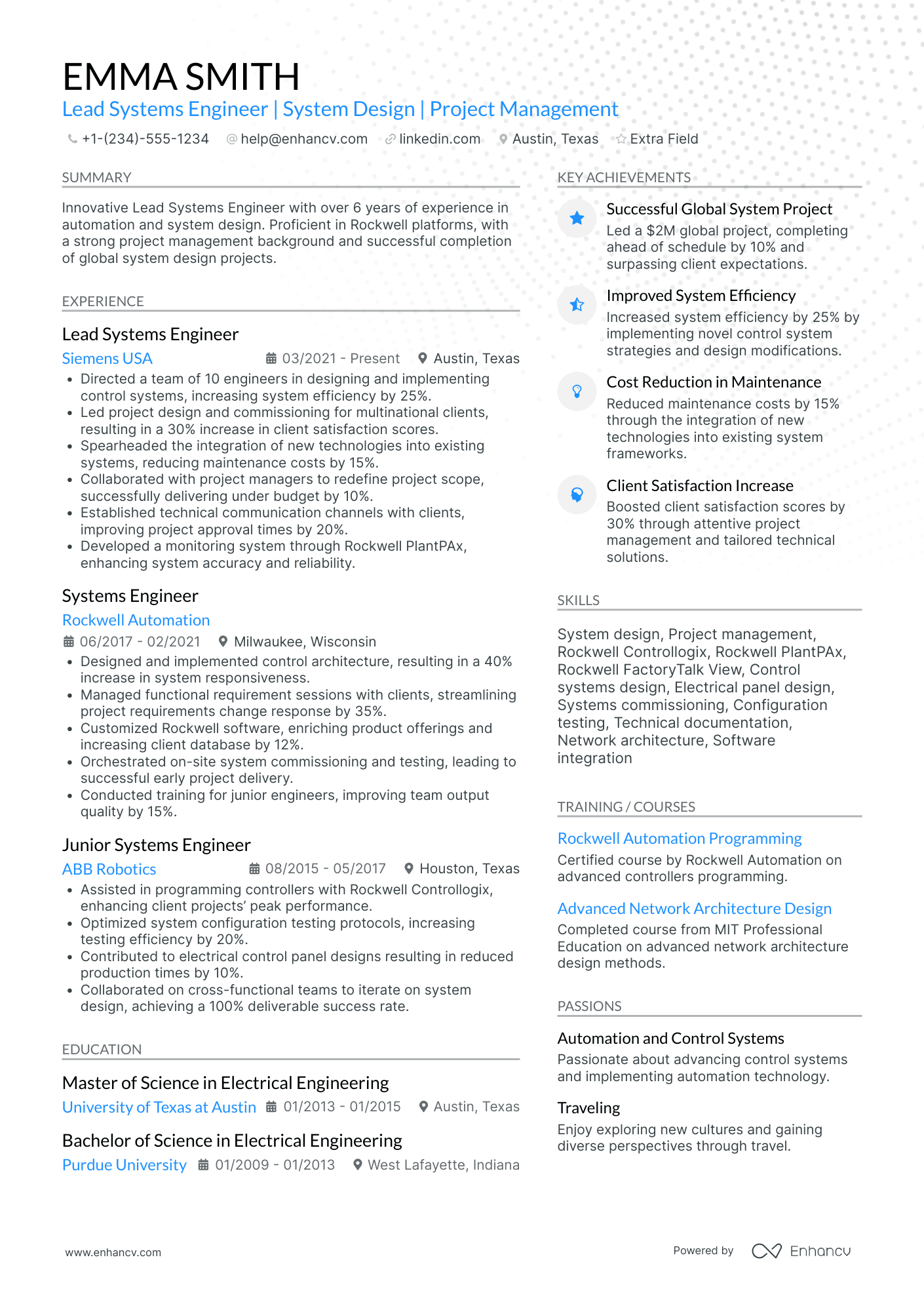 Lead Systems Engineer Resume Example