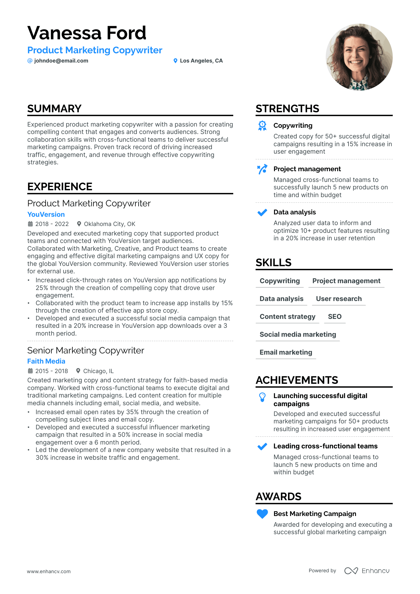 Product Marketing Resume Example