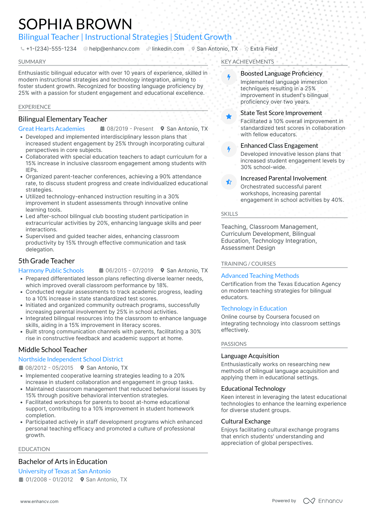 Bilingual Preschool Teacher Resume Example