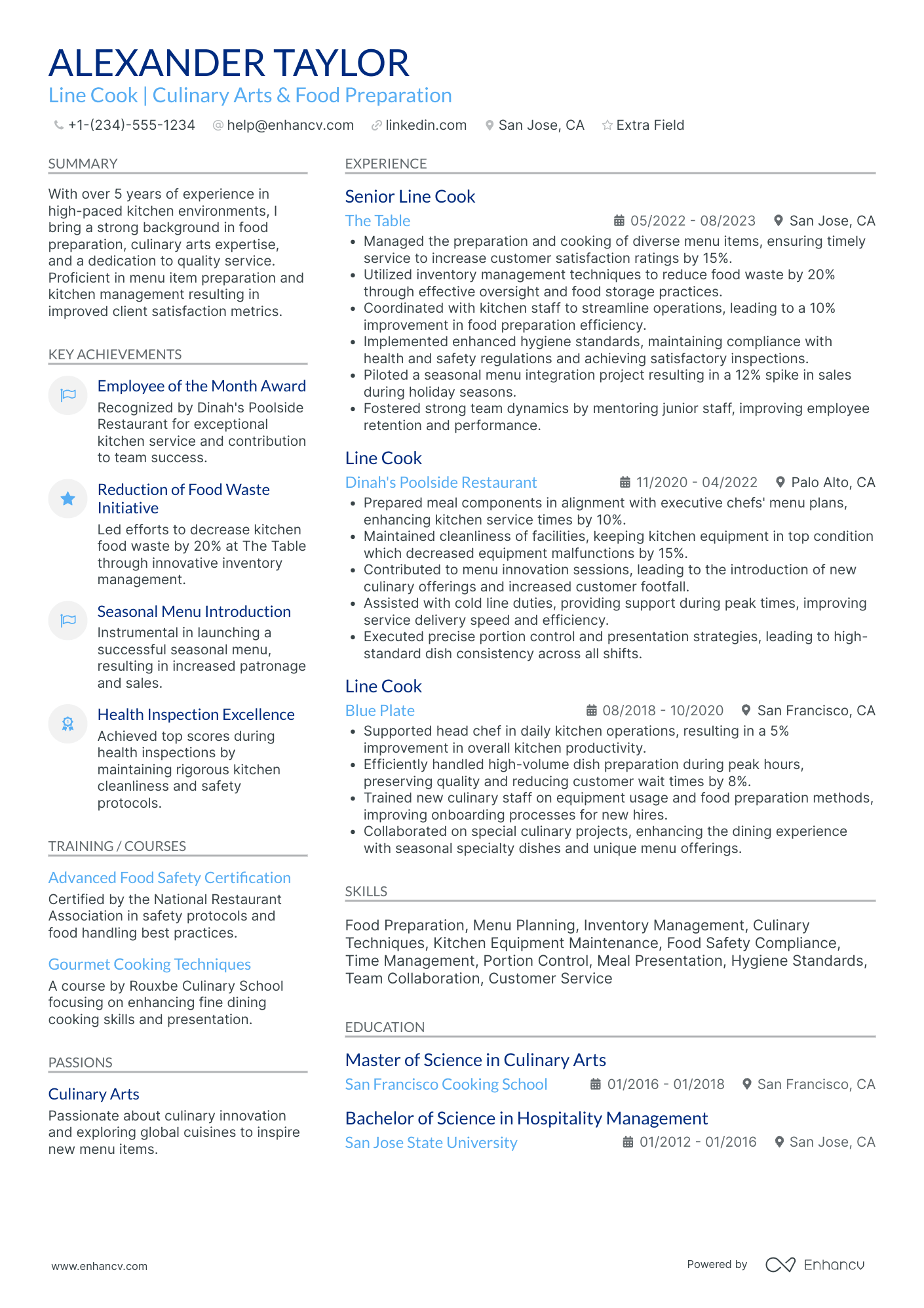 Saute Cook Resume Example