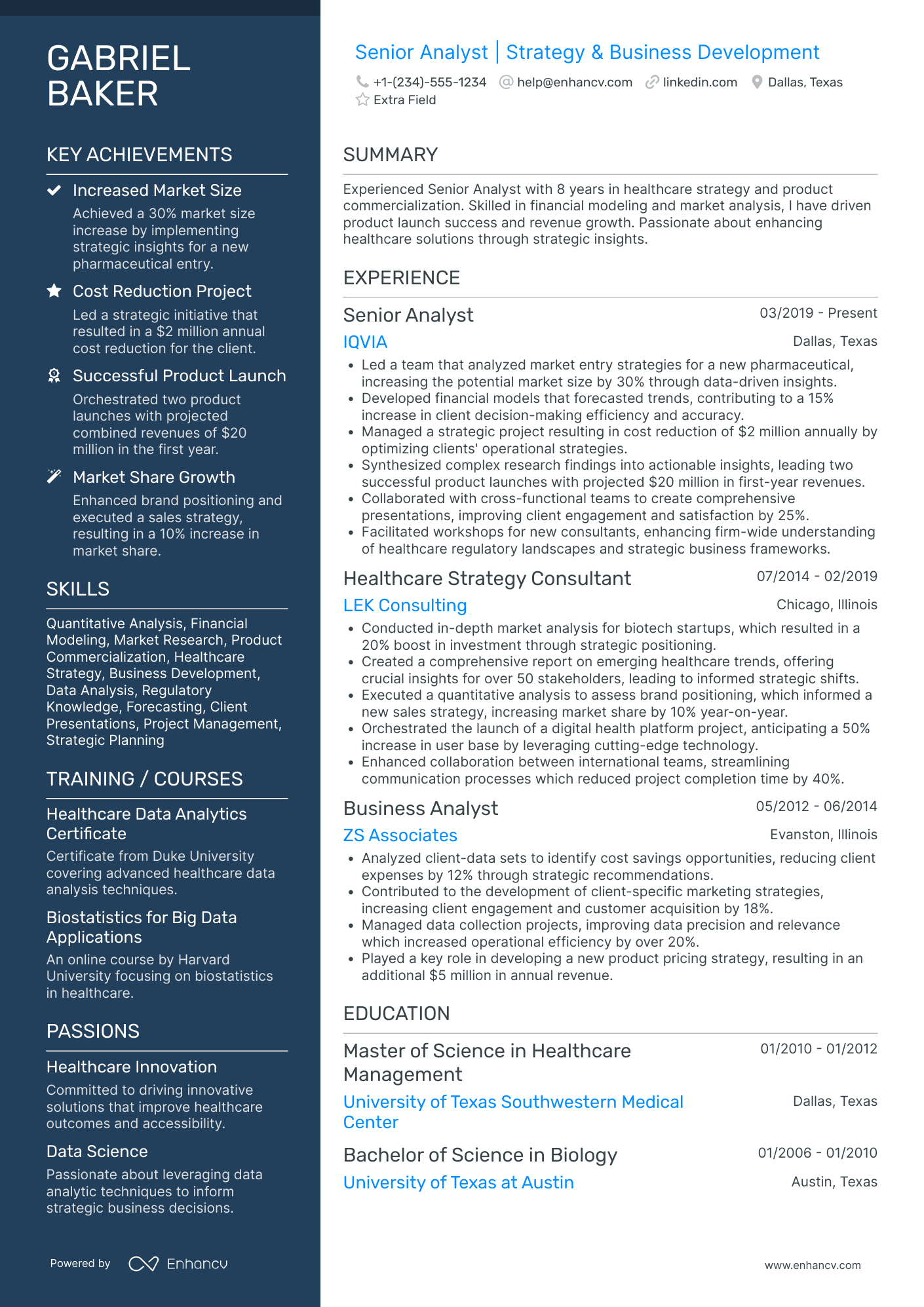 Undergraduate Financial Analyst Resume Example