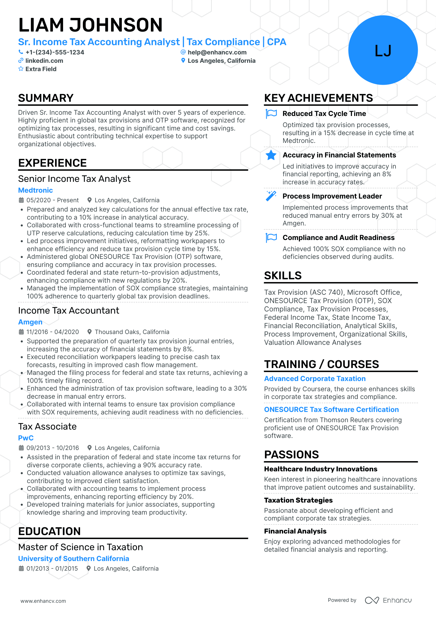 Tax Accounting Analyst Resume Example