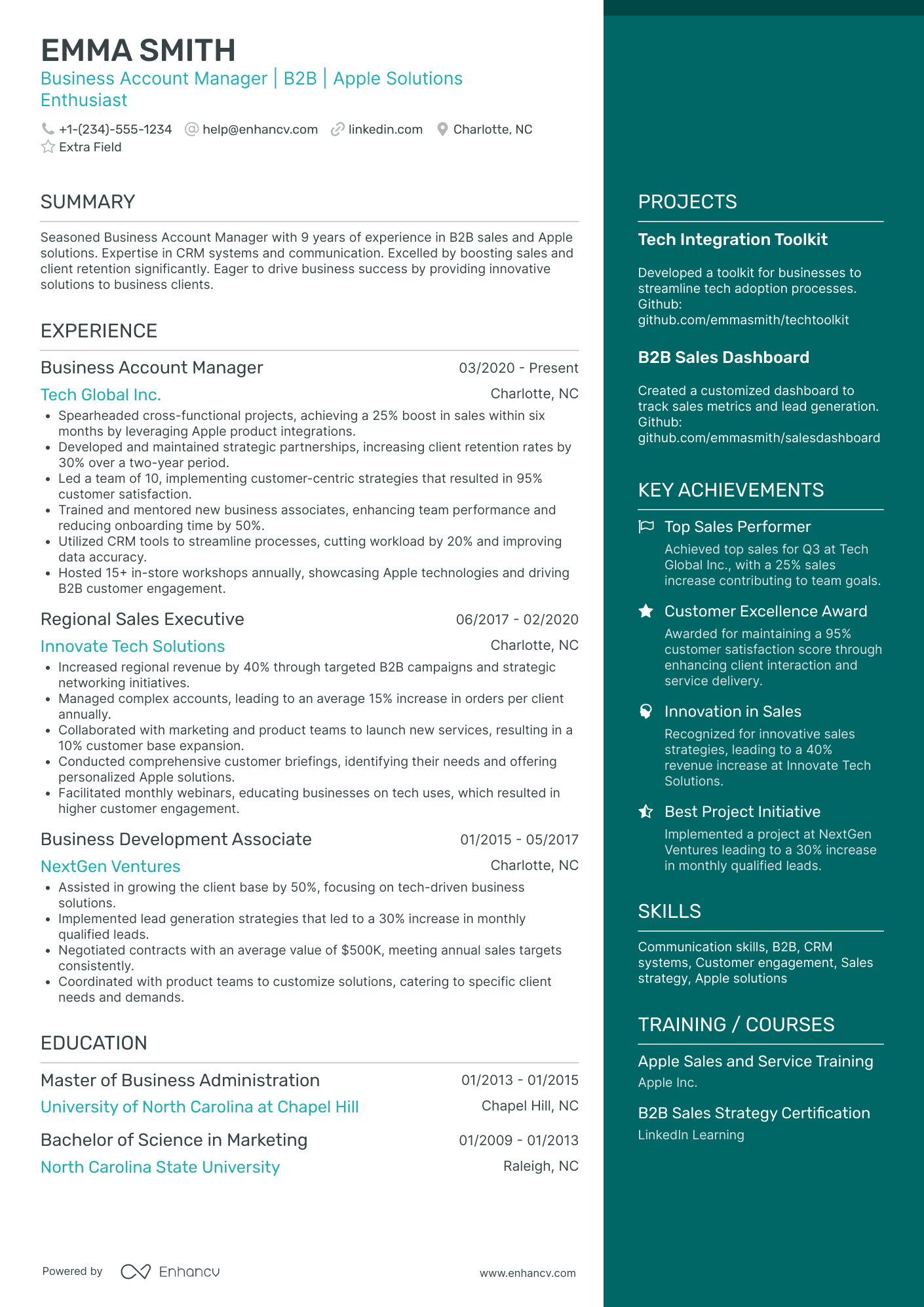 Apple Business Manager Resume Example