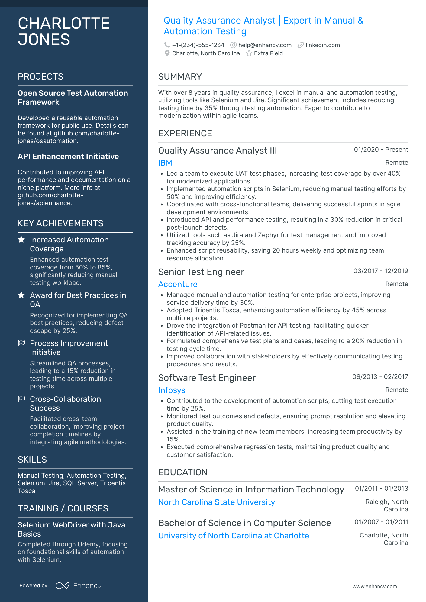 QA Analyst II (Mid Level) Resume Example