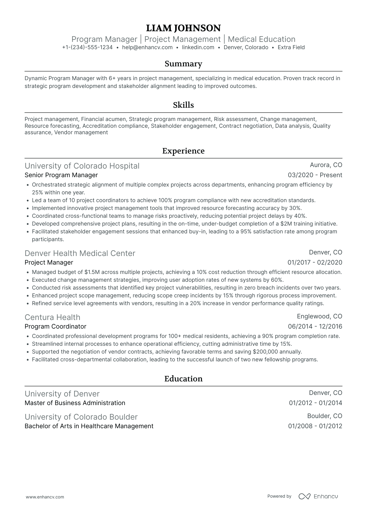 Non Profit Education Program Manager Resume Example