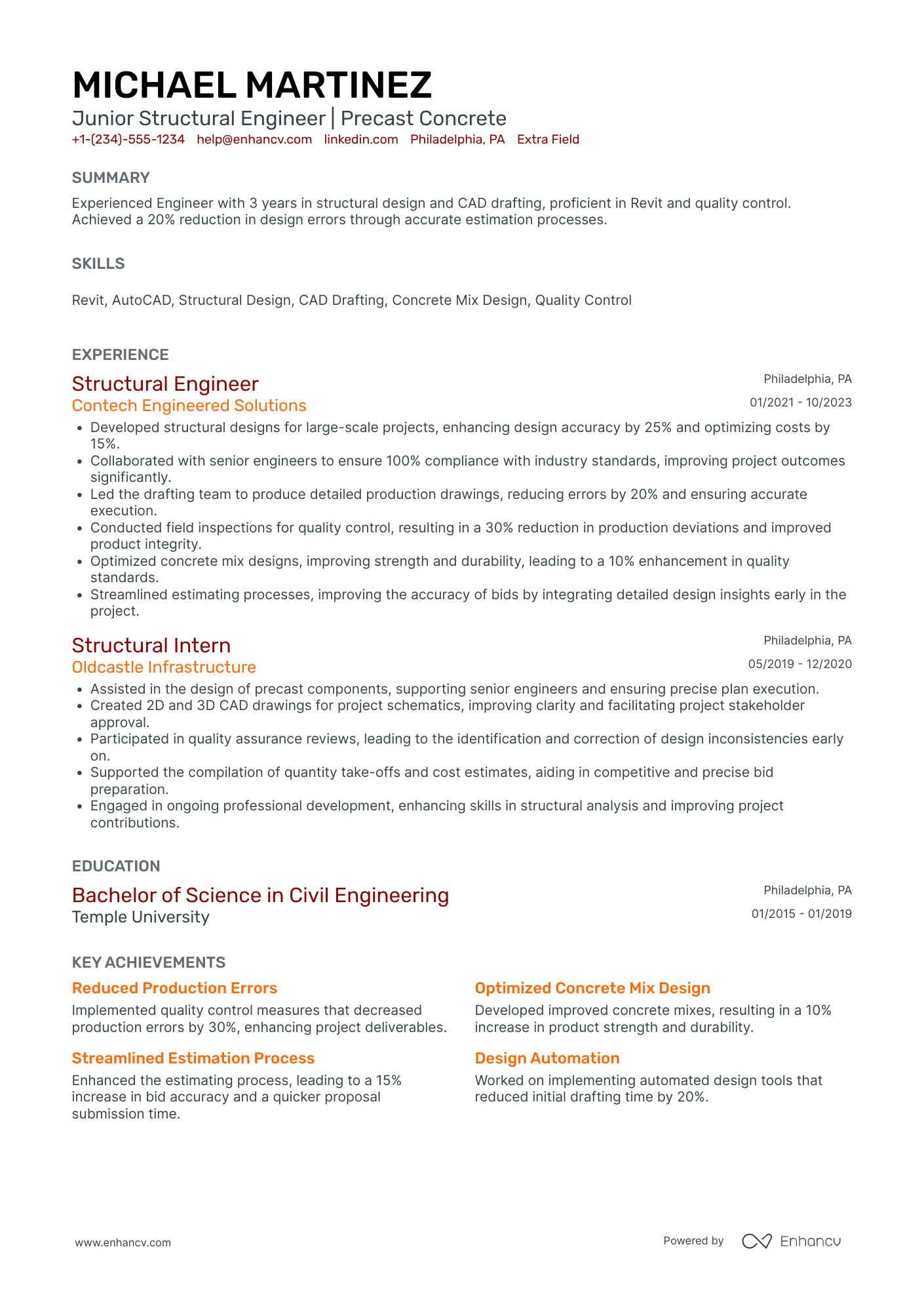 Junior Structural Engineering Analyst Resume Example