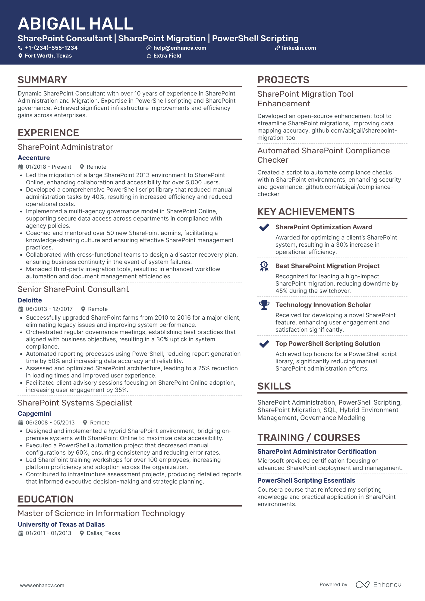 SharePoint Consultant Resume Example